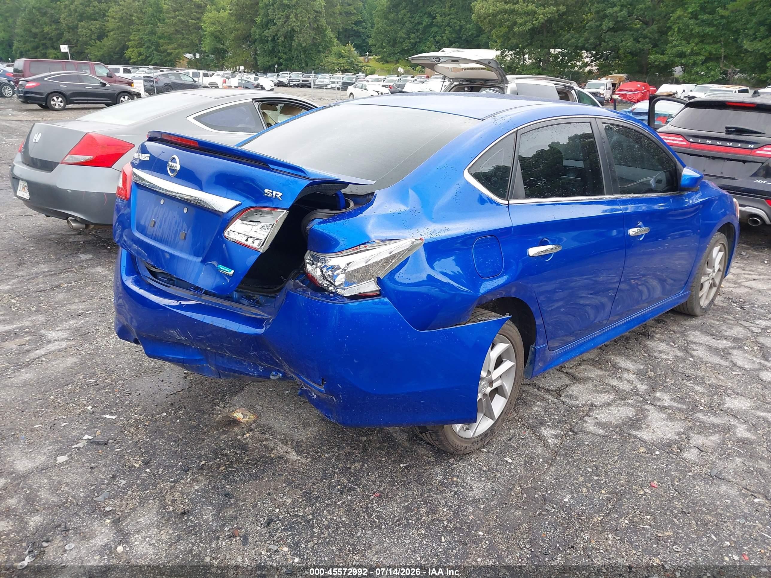 2014 Nissan Sentra Sr Blue vin: 3N1AB7AP3EY321324