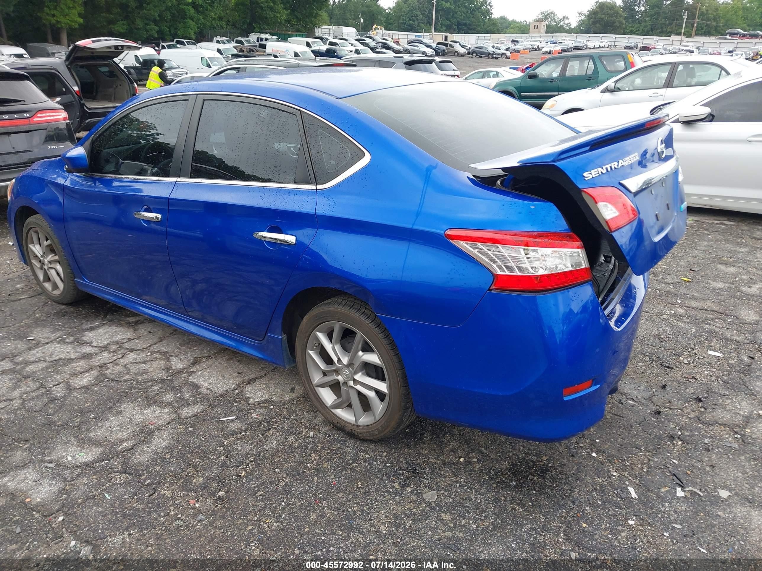 2014 Nissan Sentra Sr Blue vin: 3N1AB7AP3EY321324