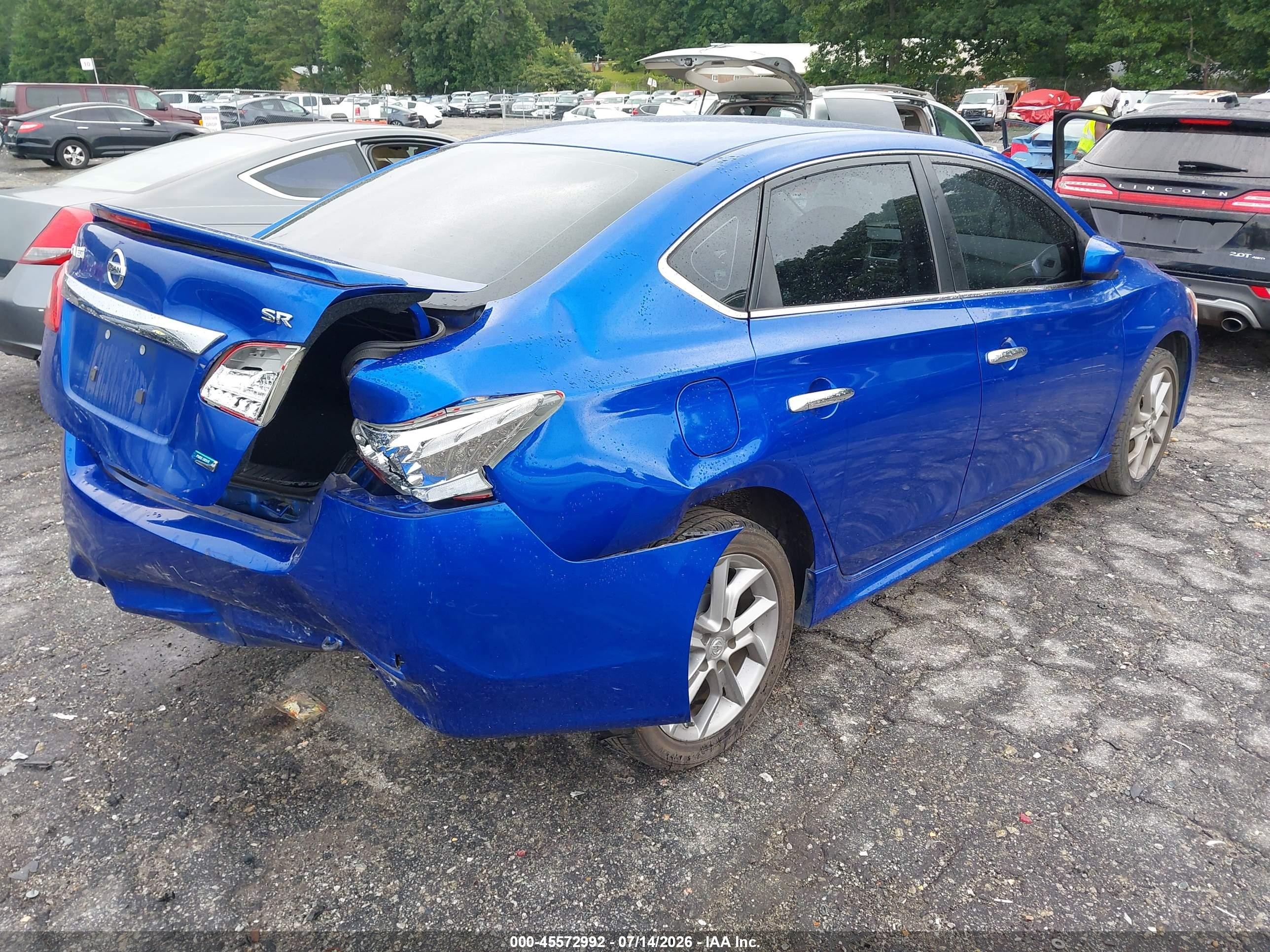 2014 Nissan Sentra Sr Blue vin: 3N1AB7AP3EY321324