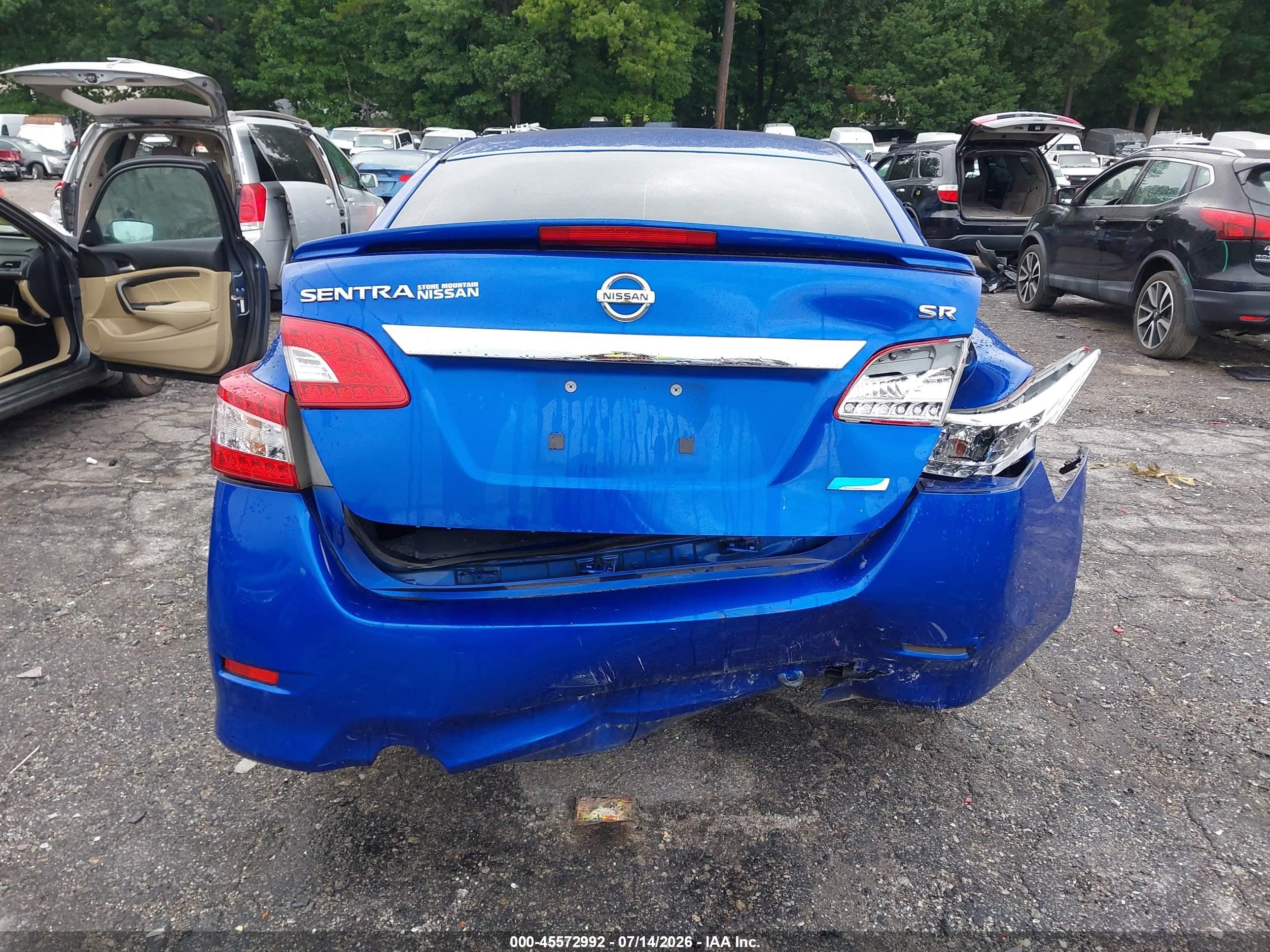 2014 Nissan Sentra Sr Blue vin: 3N1AB7AP3EY321324