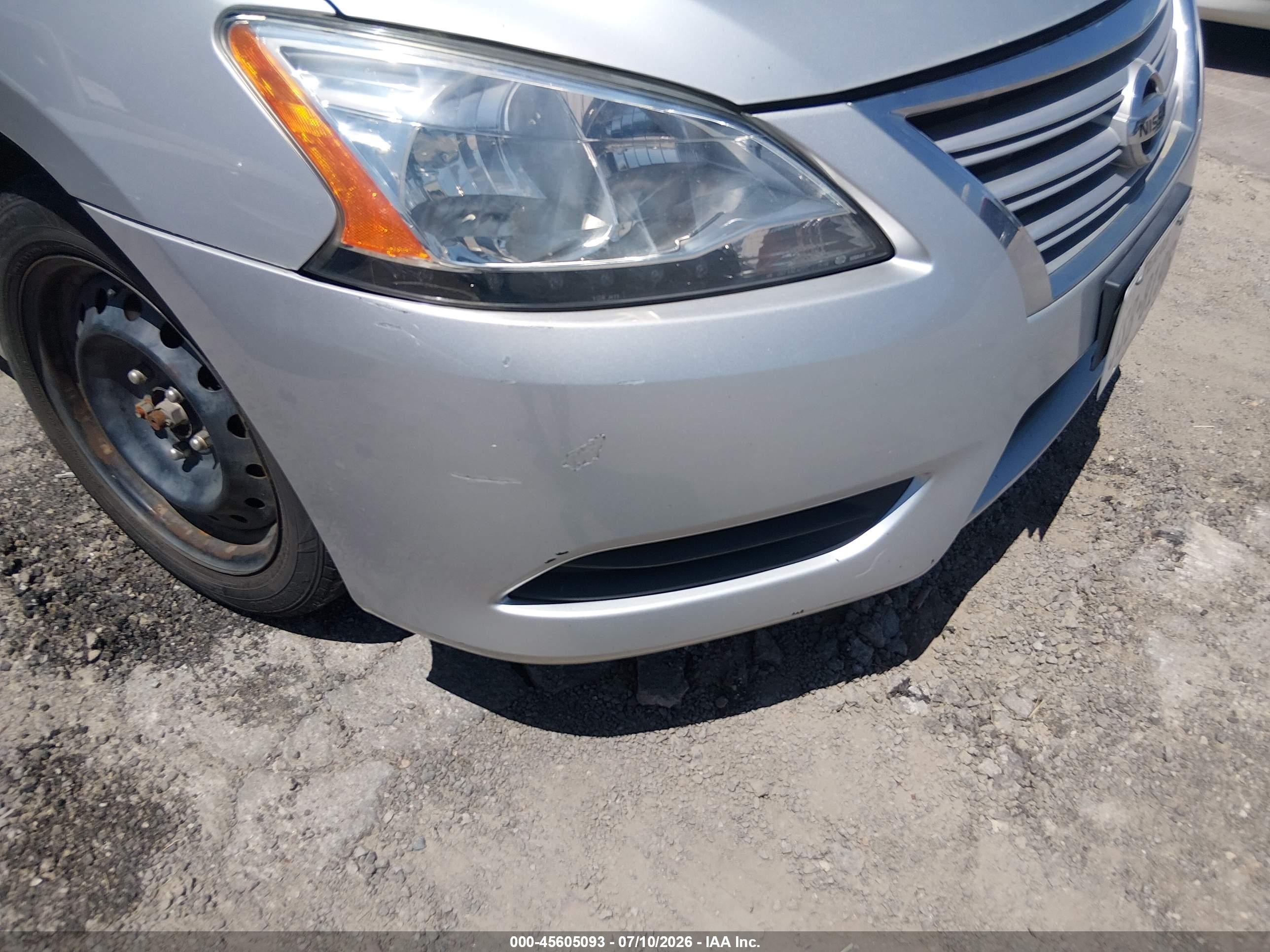2014 Nissan Sentra Fe+ S/fe+ Sv/s/sl/sr/sv Silver vin: 3N1AB7AP3EY322473