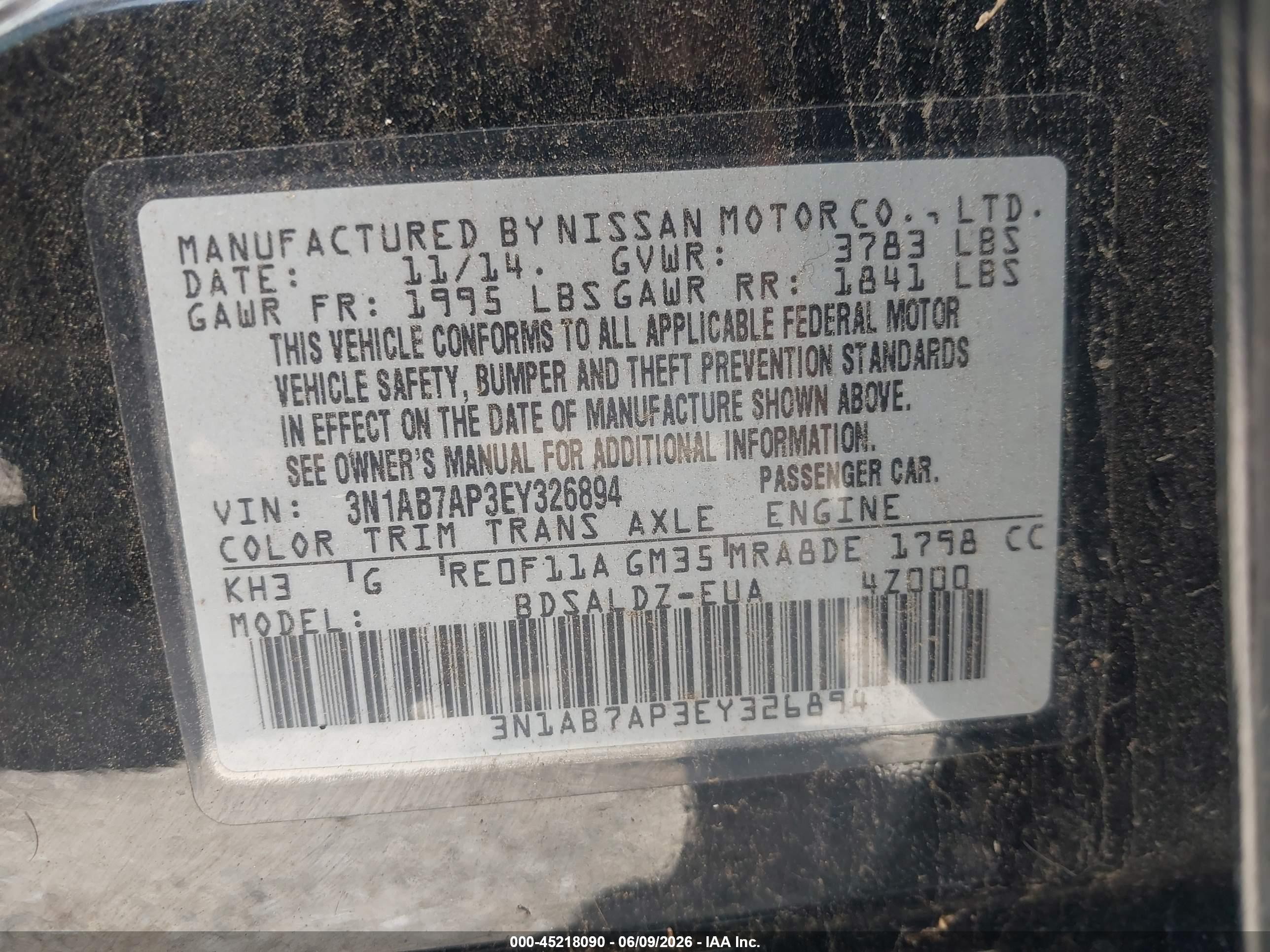 2014 Nissan Sentra Sv Black vin: 3N1AB7AP3EY326894