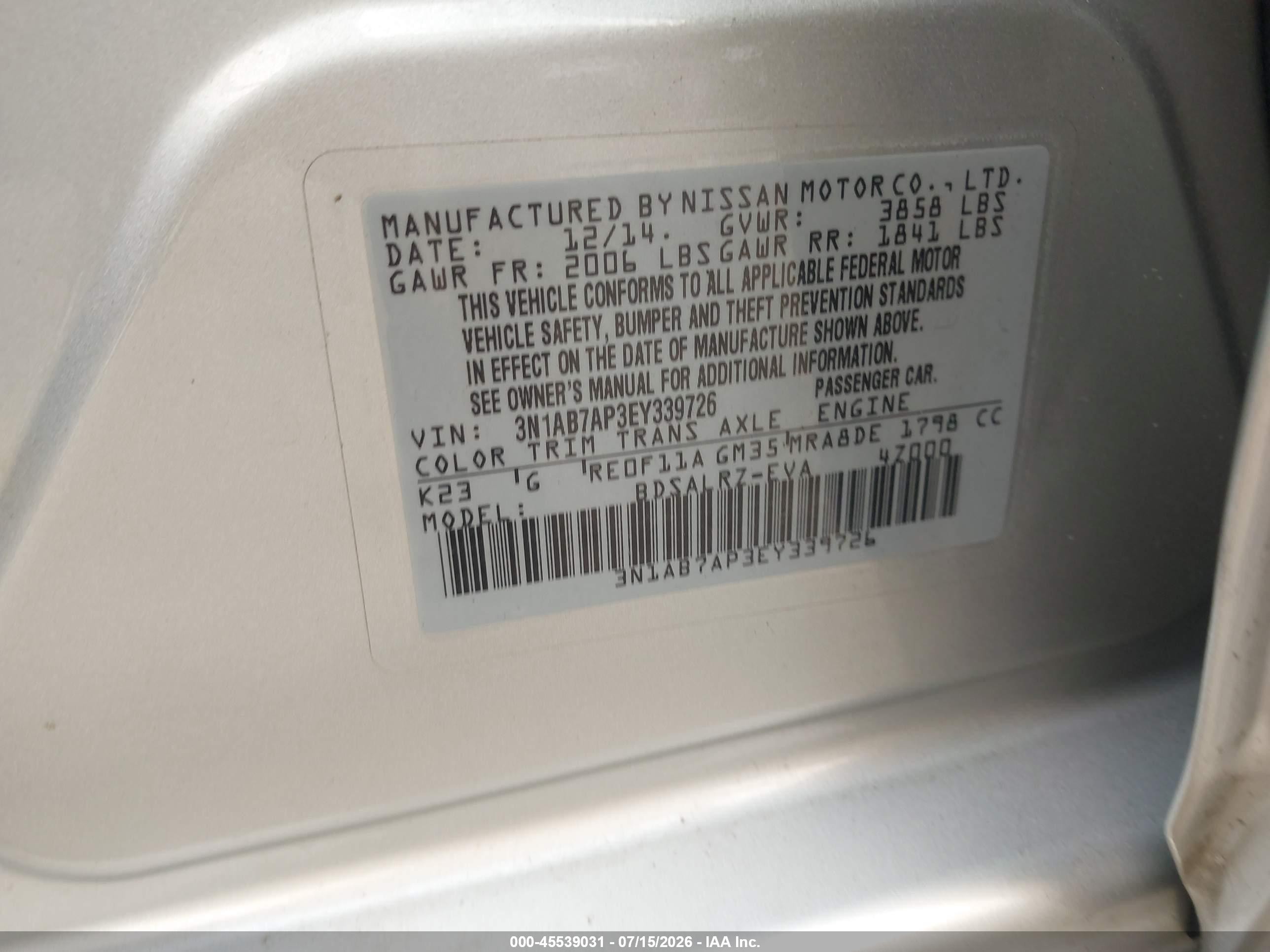 2014 Nissan Sentra Sr Silver vin: 3N1AB7AP3EY339726