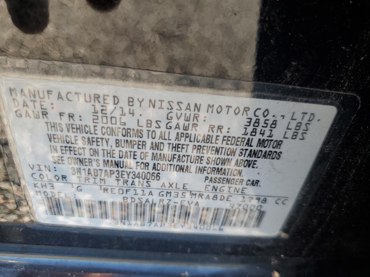 2014 Nissan Sentra Sr Black vin: 3N1AB7AP3EY340066