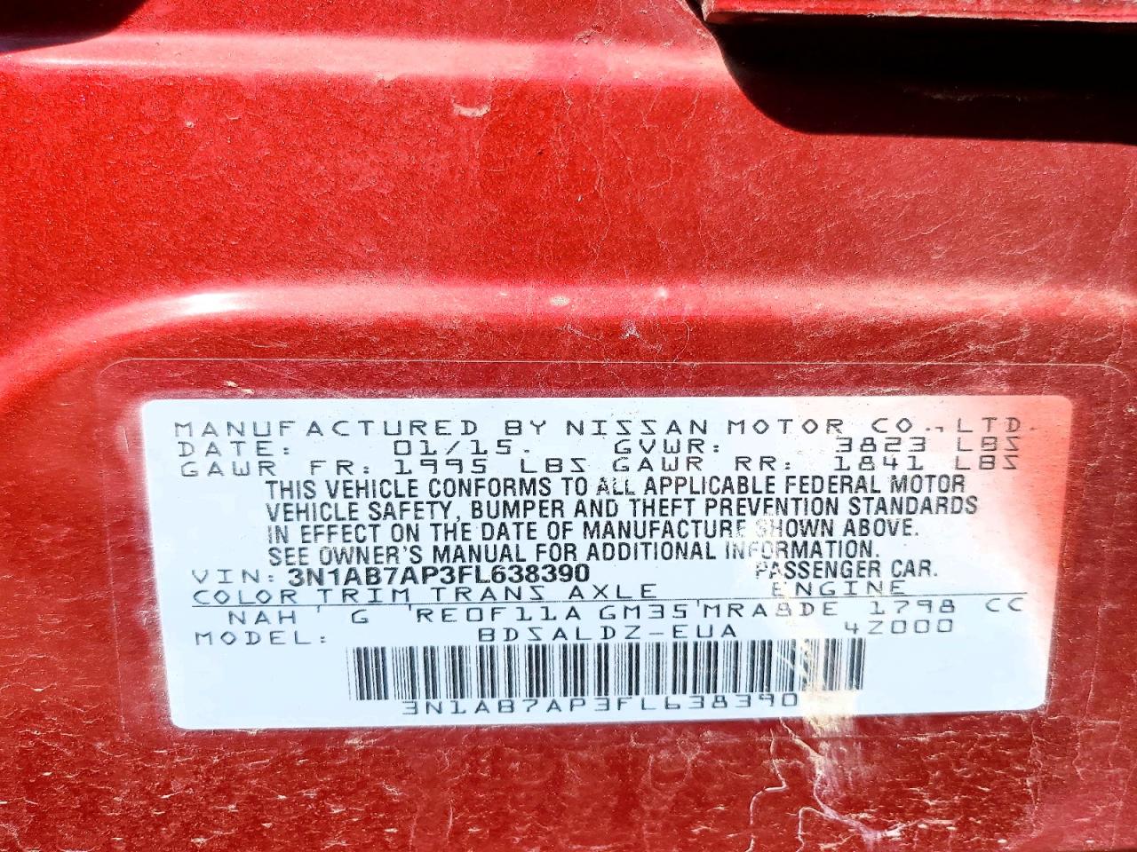 2015 Nissan Sentra Sv Красный vin: 3N1AB7AP3FL638390