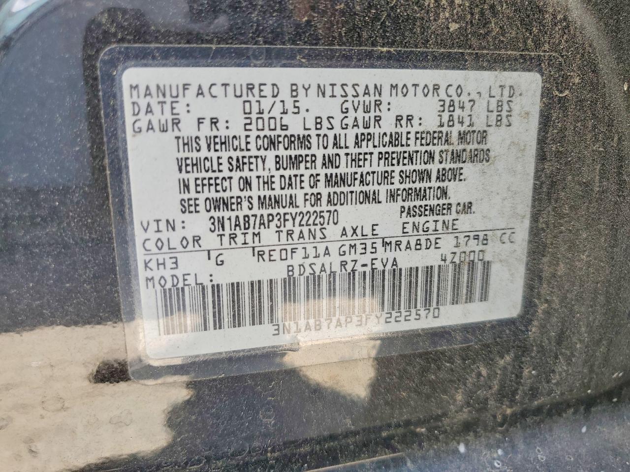 2015 Nissan Sentra Sr Black vin: 3N1AB7AP3FY222570