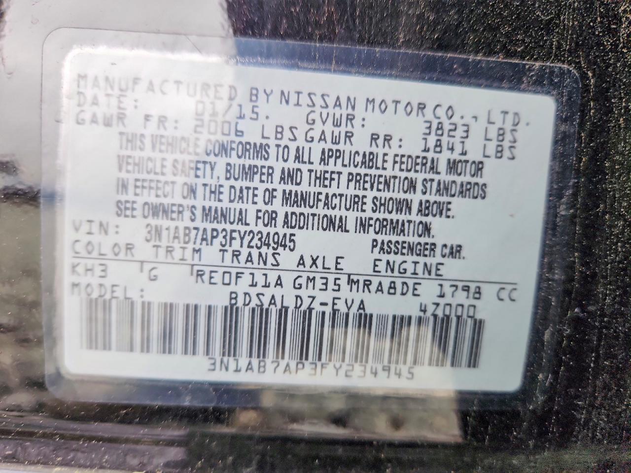 2015 Nissan Sentra Sv Black vin: 3N1AB7AP3FY234945