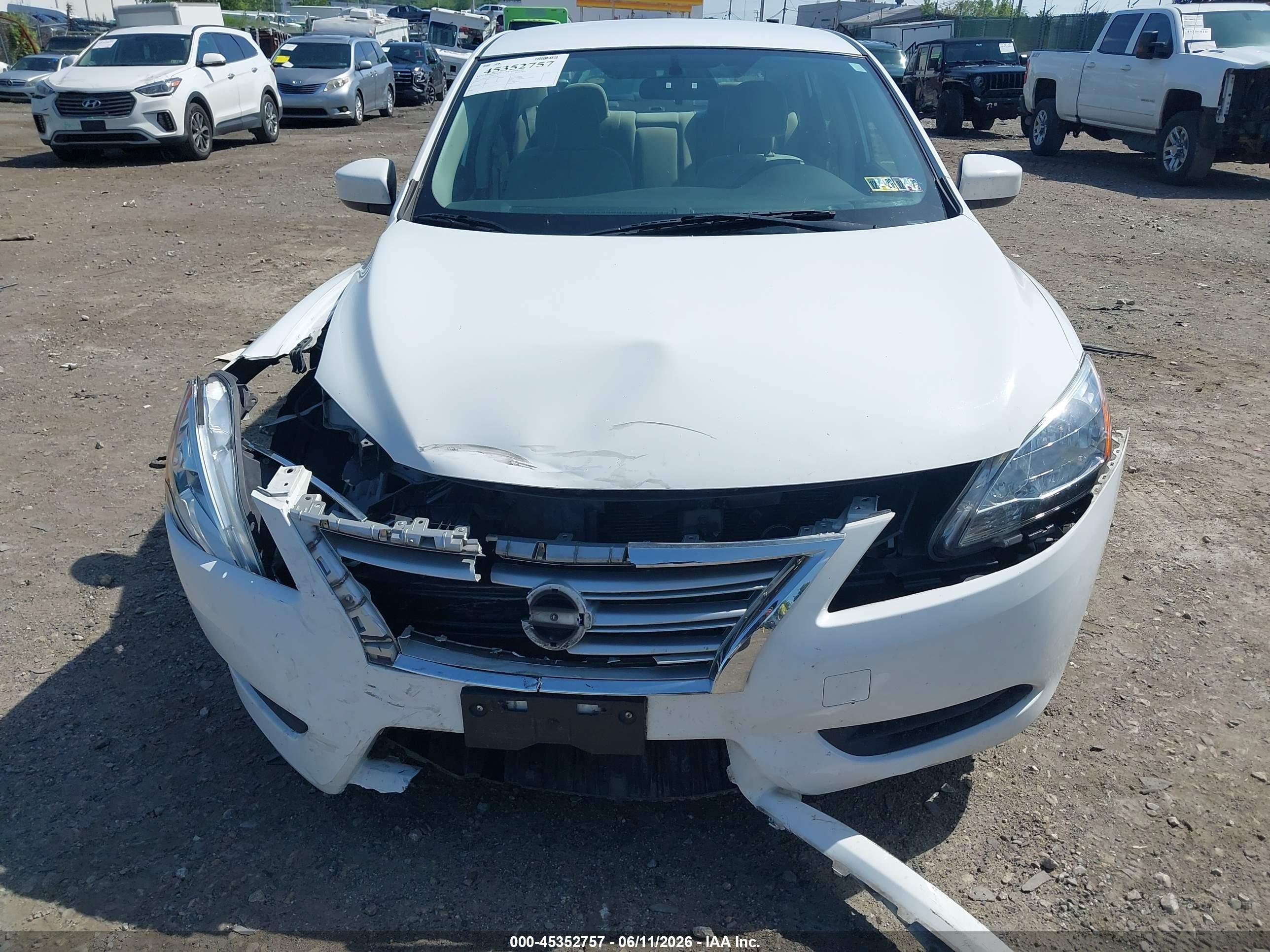 2015 Nissan Sentra Fe+ S/s/sl/sr/sv White vin: 3N1AB7AP3FY241300