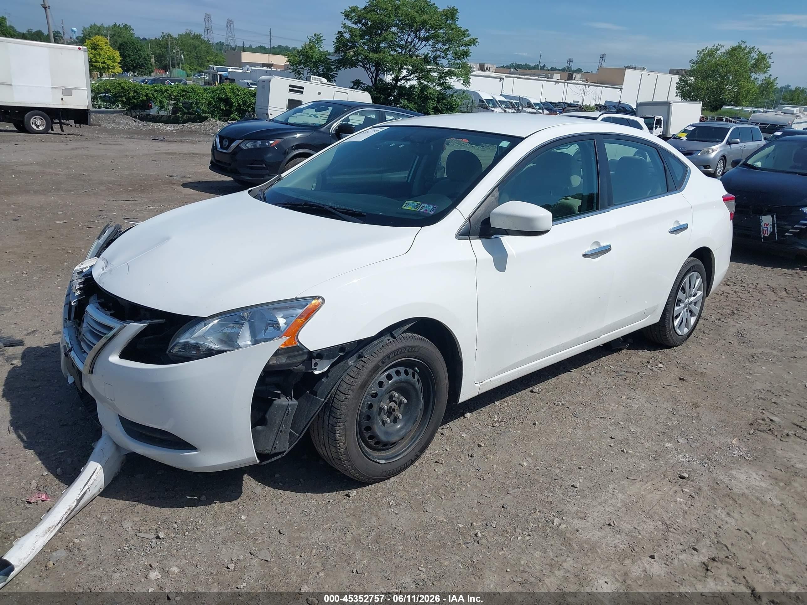 2015 Nissan Sentra Fe+ S/s/sl/sr/sv White vin: 3N1AB7AP3FY241300
