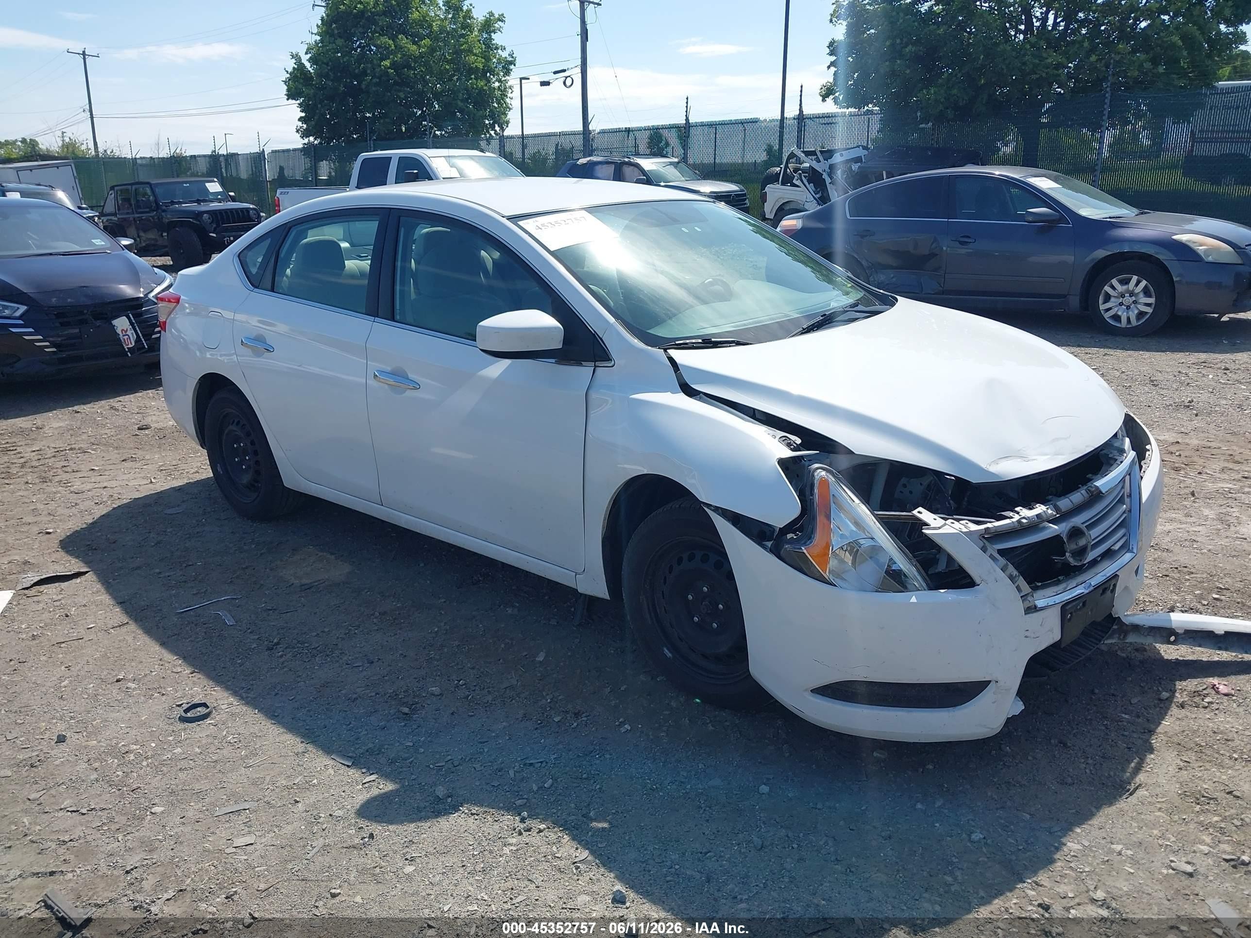 2015 Nissan Sentra Fe+ S/s/sl/sr/sv White vin: 3N1AB7AP3FY241300