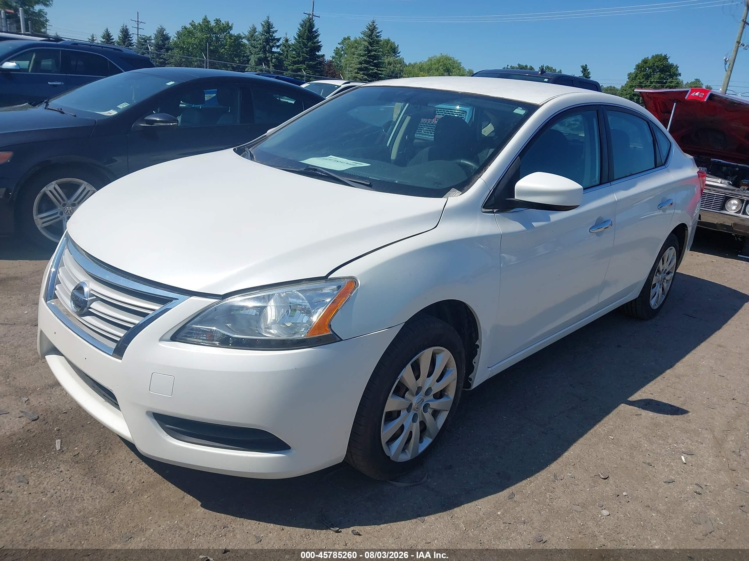 2015 Nissan Sentra Sv White vin: 3N1AB7AP3FY284020