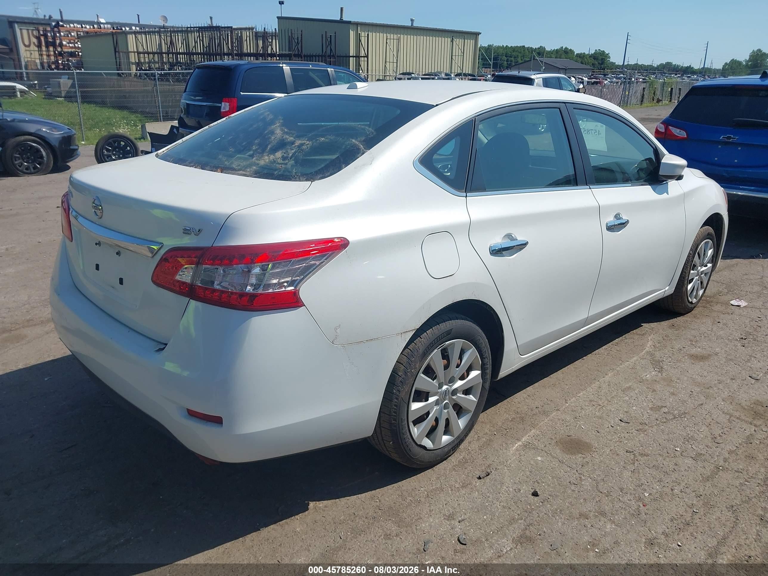 2015 Nissan Sentra Sv White vin: 3N1AB7AP3FY284020