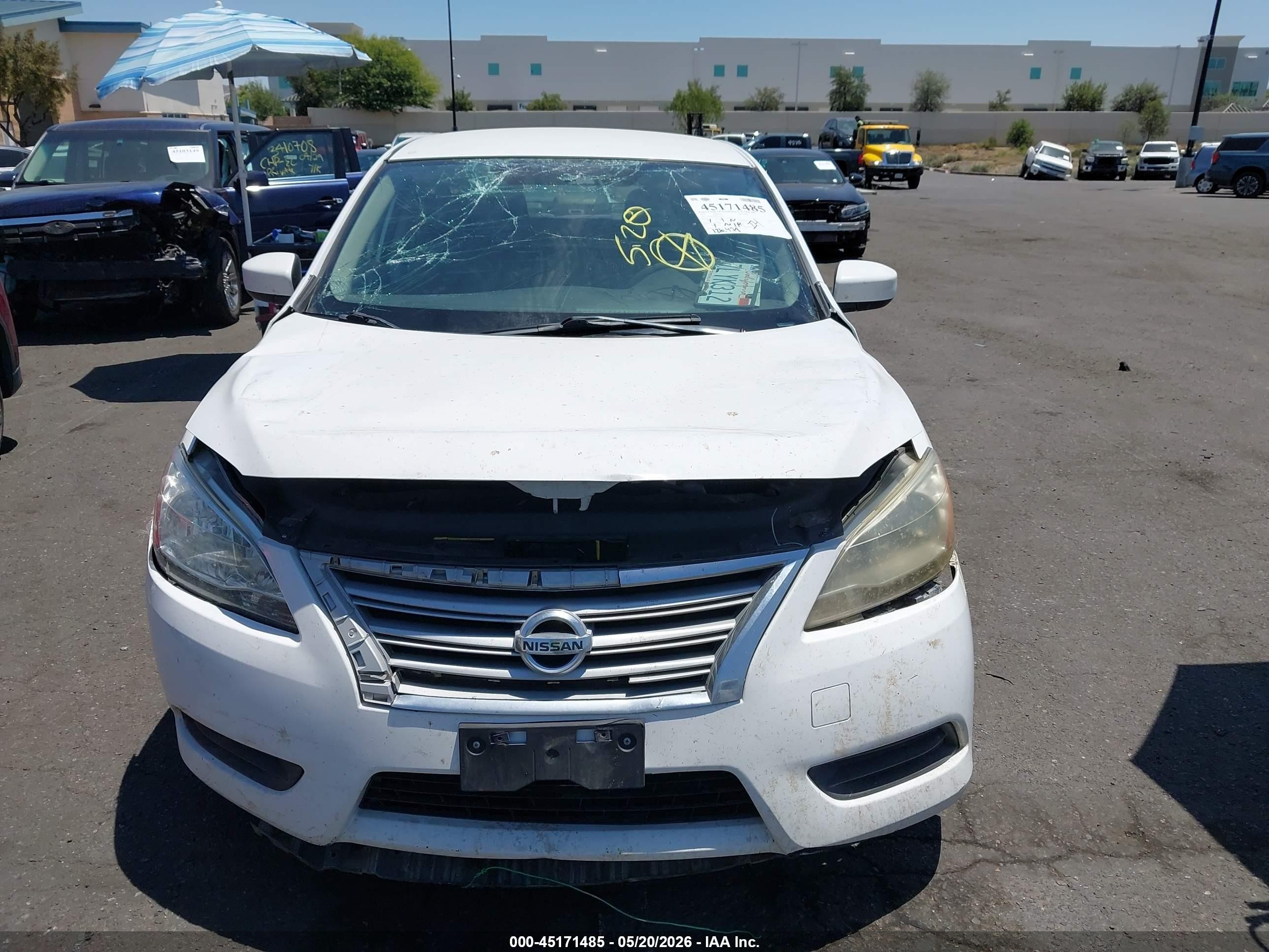 2015 Nissan Sentra S White vin: 3N1AB7AP3FY285619