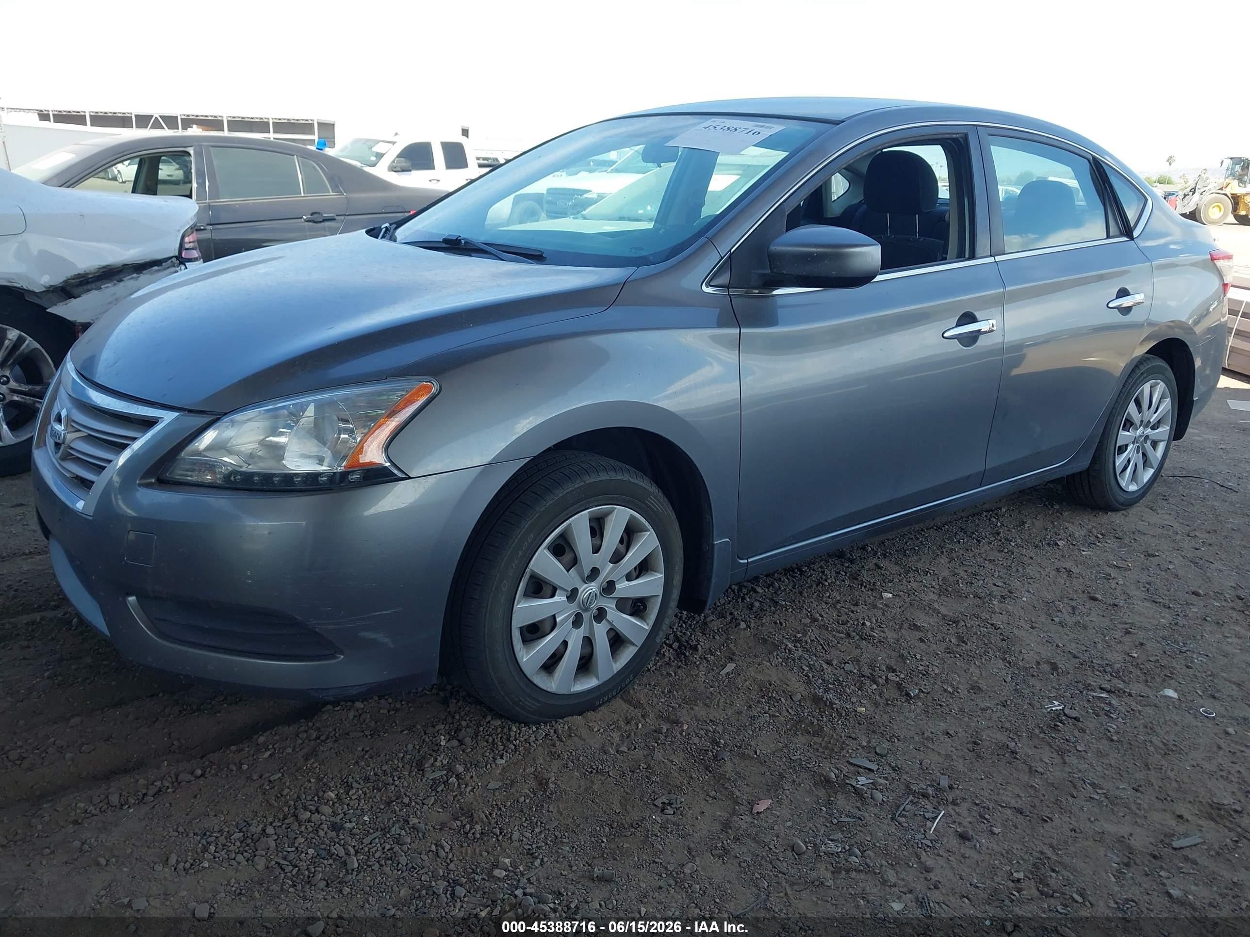 2015 Nissan Sentra S Серый vin: 3N1AB7AP3FY291193