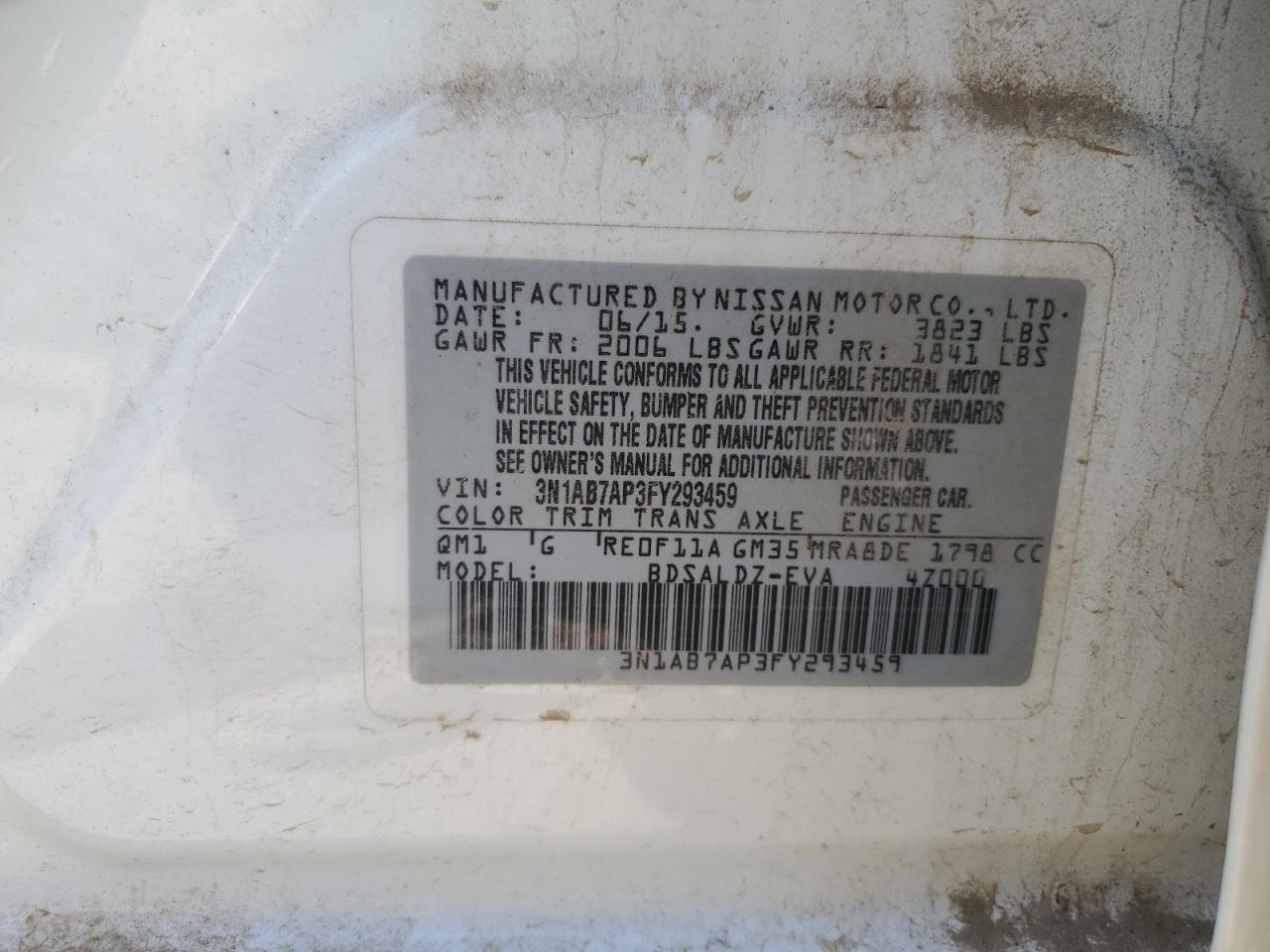 2015 Nissan Sentra S White vin: 3N1AB7AP3FY293459