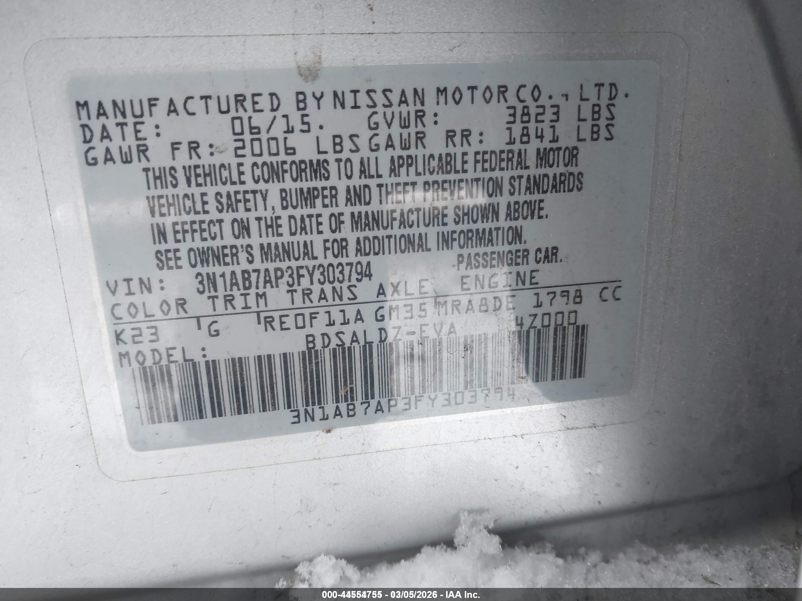 2015 Nissan Sentra Sv Silver vin: 3N1AB7AP3FY303794