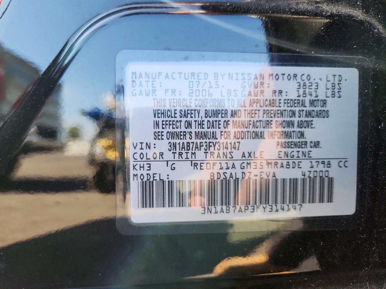 2015 Nissan Sentra Sv Черный vin: 3N1AB7AP3FY314147