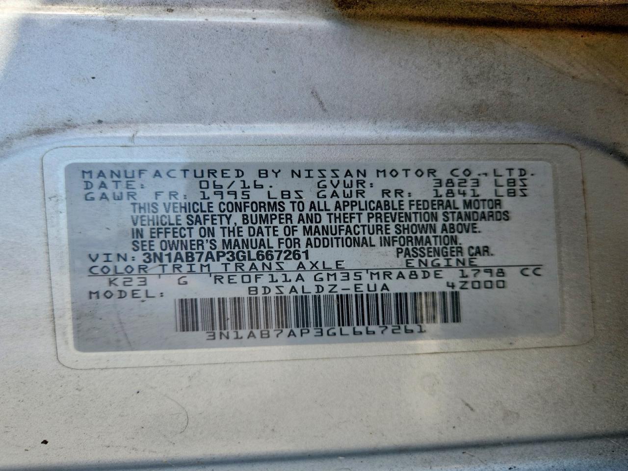 2016 Nissan Sentra Sv Silver vin: 3N1AB7AP3GL667261