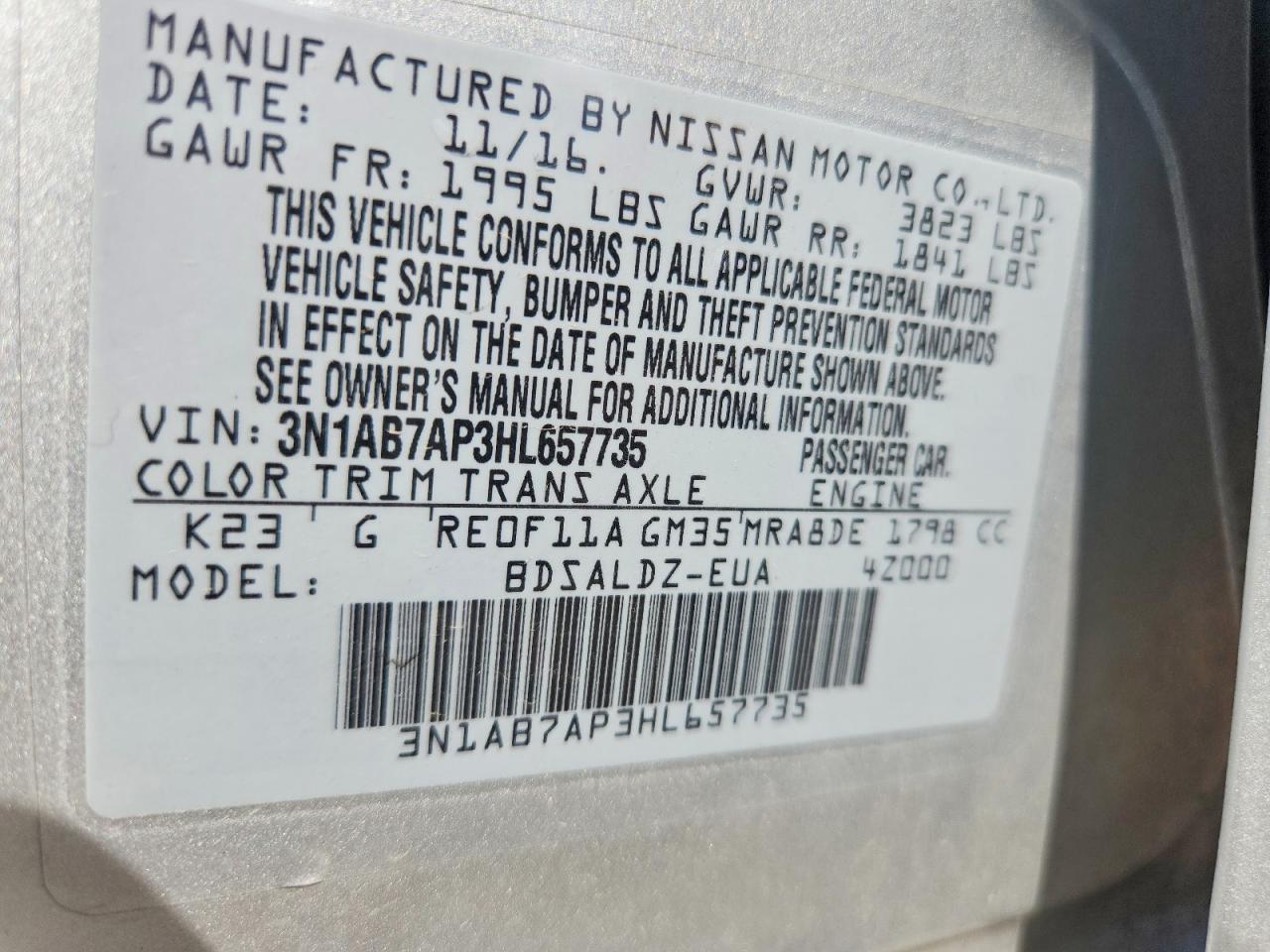 2017 Nissan Sentra Sv Серебряный vin: 3N1AB7AP3HL657735