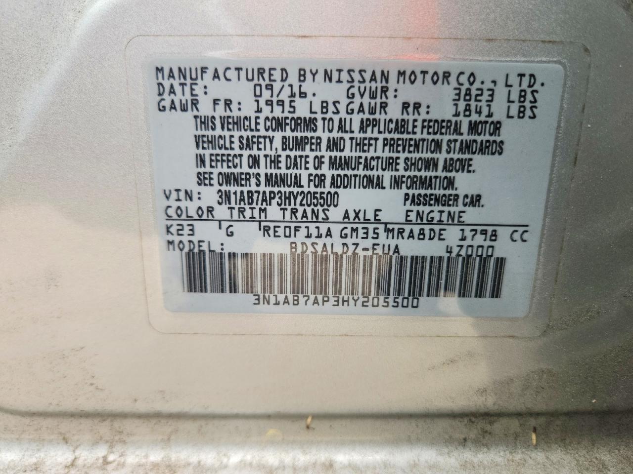 2017 Nissan Sentra Sv Silver vin: 3N1AB7AP3HY205500