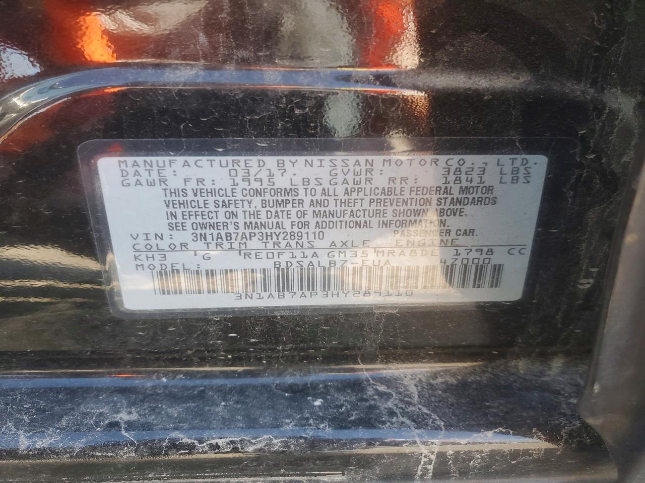 2017 Nissan Sentra S Black vin: 3N1AB7AP3HY289110