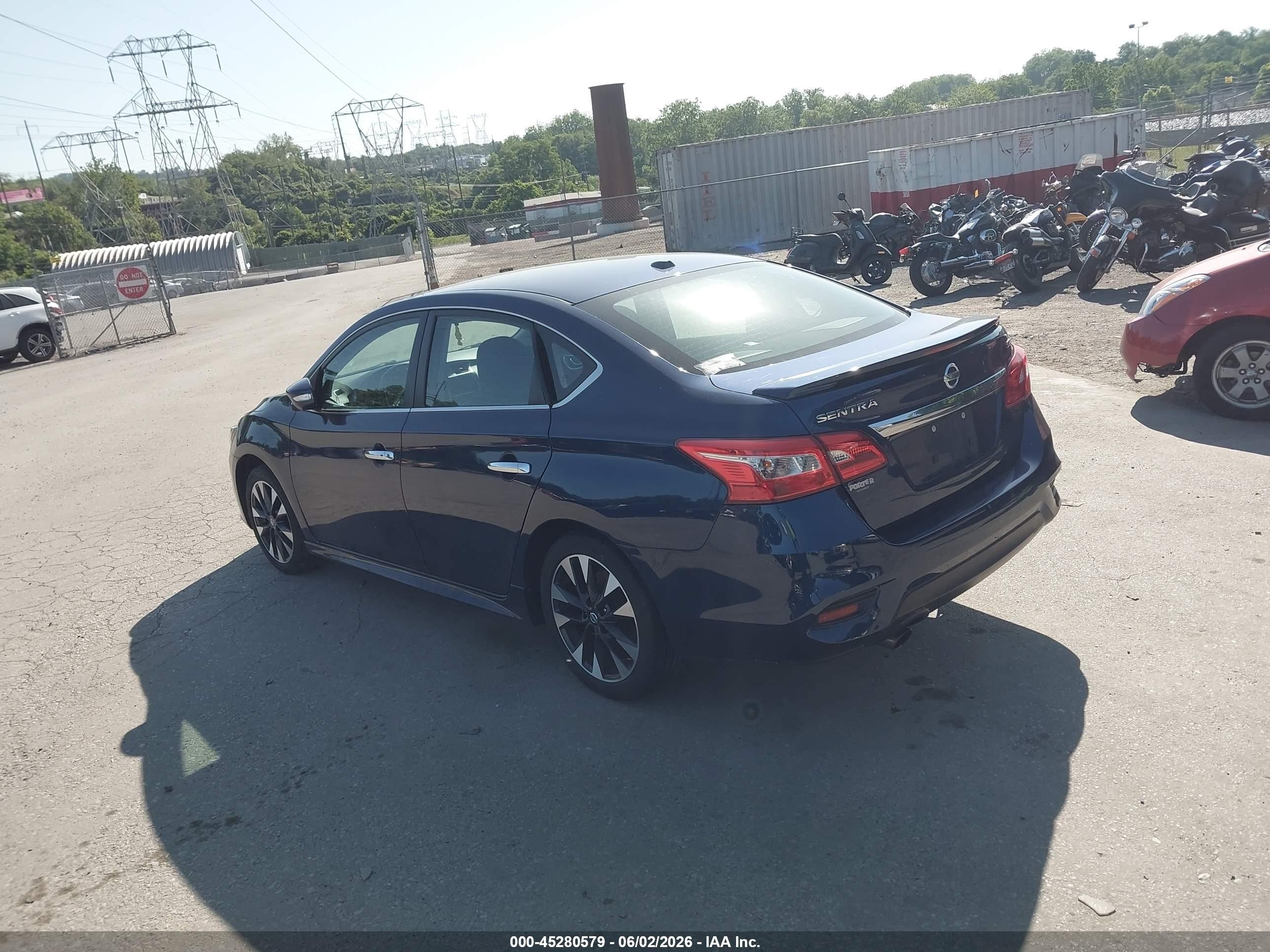 2019 Nissan Sentra Sr Синий vin: 3N1AB7AP3KY333615
