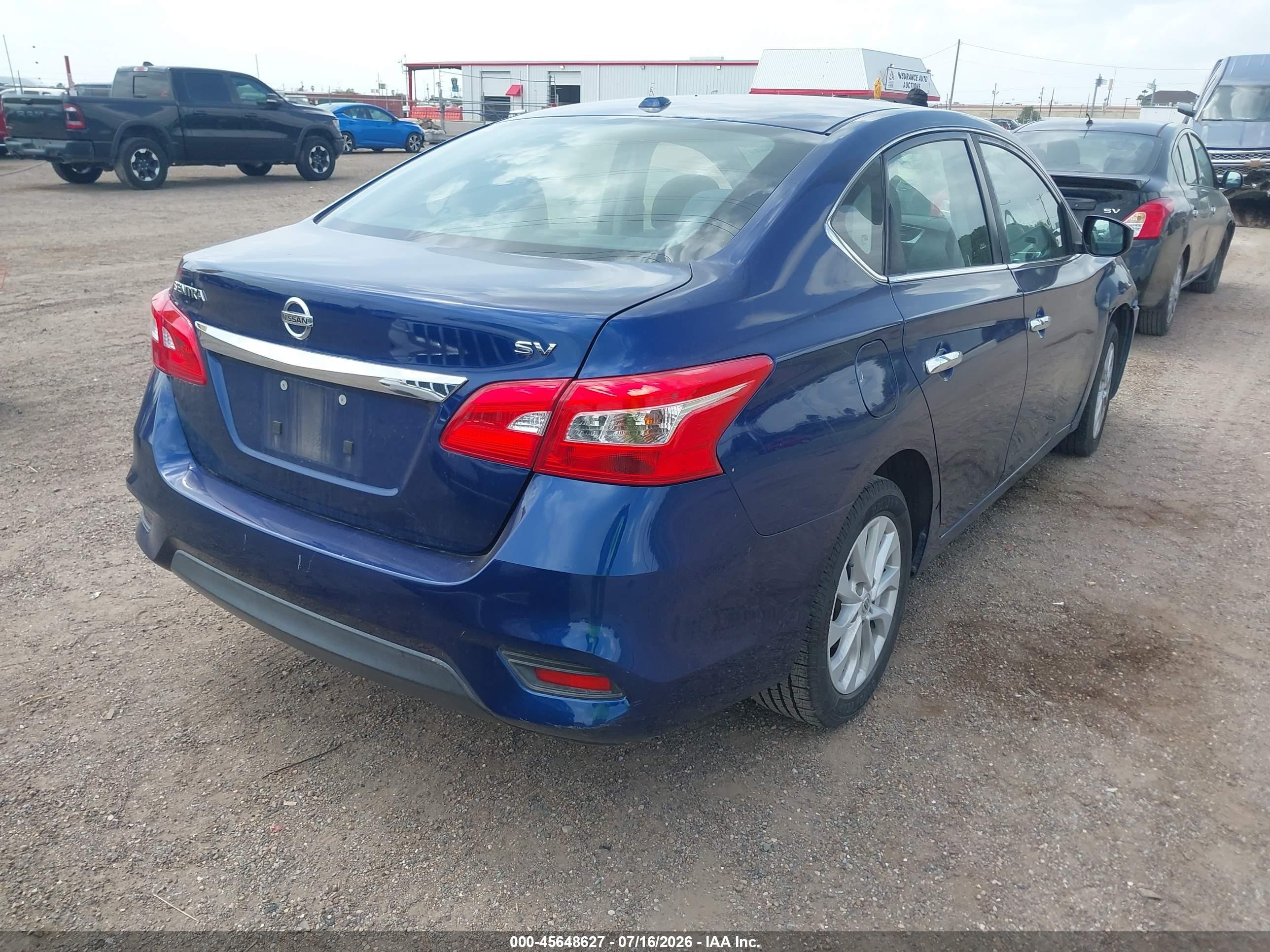 2019 Nissan Sentra Sv Синий vin: 3N1AB7AP3KY345487