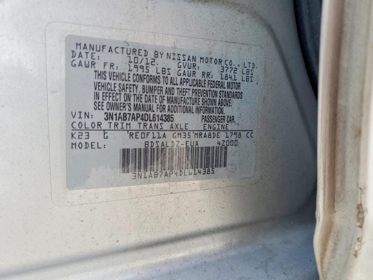 2013 Nissan Sentra S Silver vin: 3N1AB7AP4DL614385