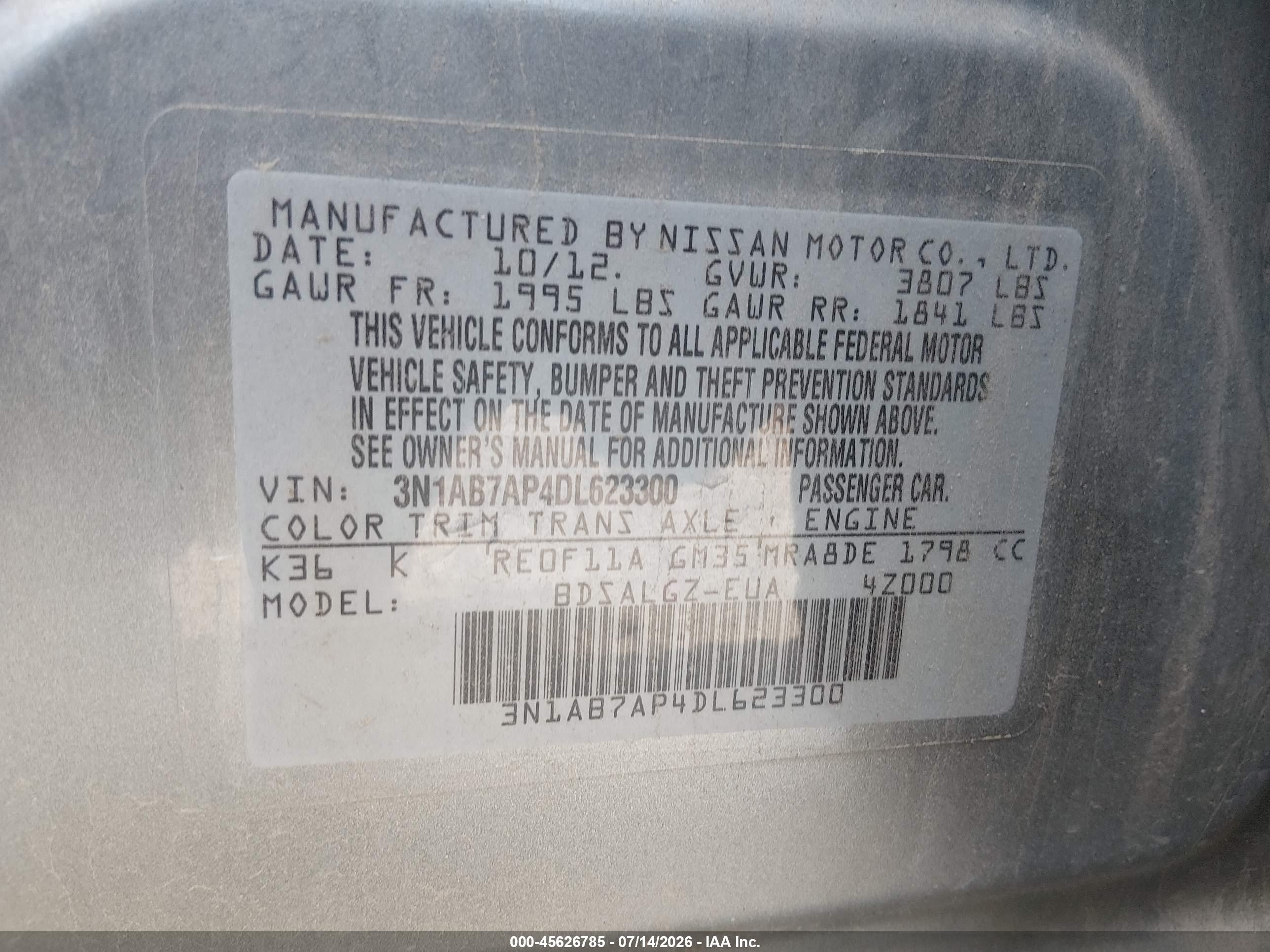 2013 Nissan Sentra Sl Silver vin: 3N1AB7AP4DL623300