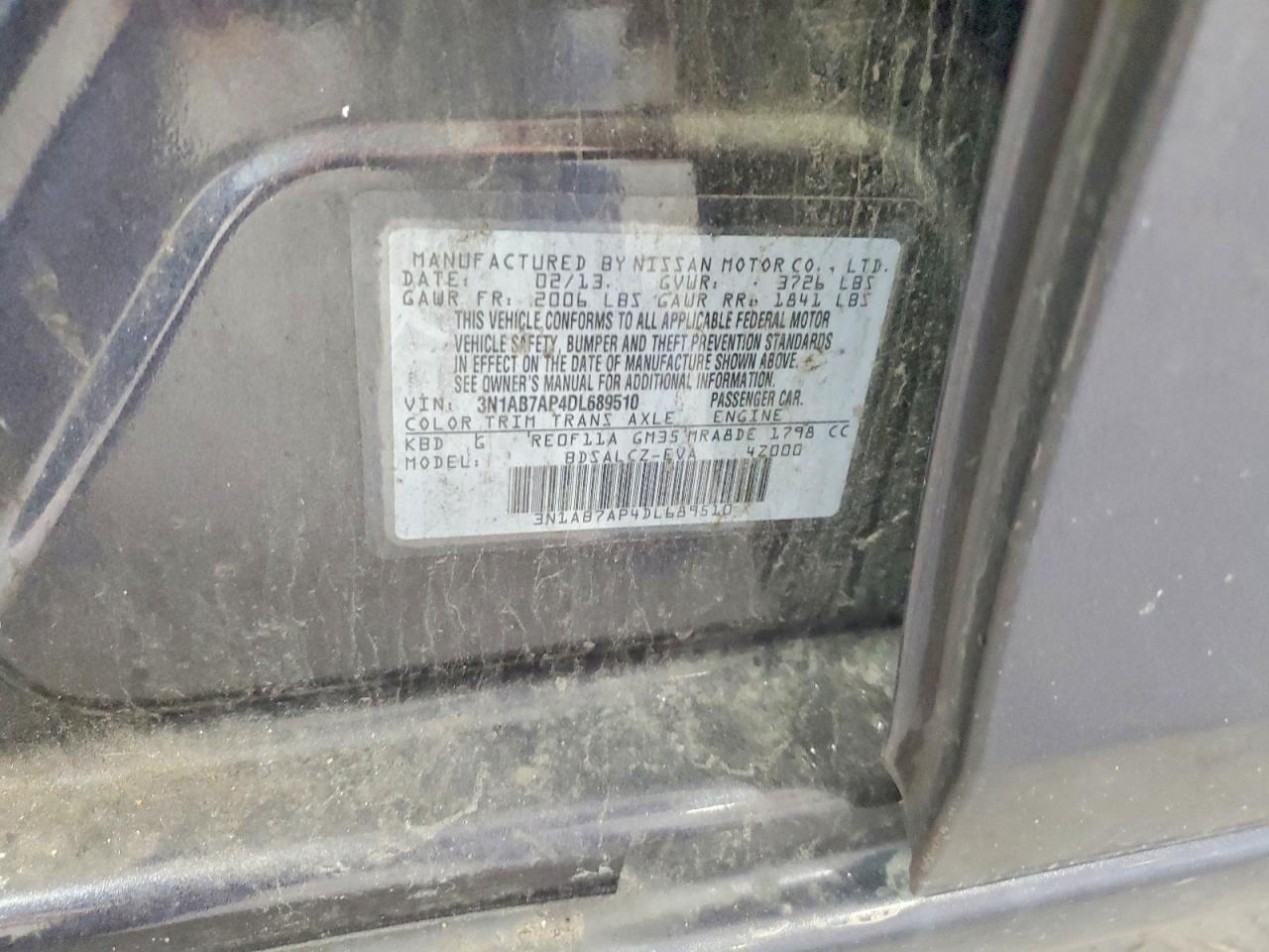 2013 Nissan Sentra S Gray vin: 3N1AB7AP4DL689510