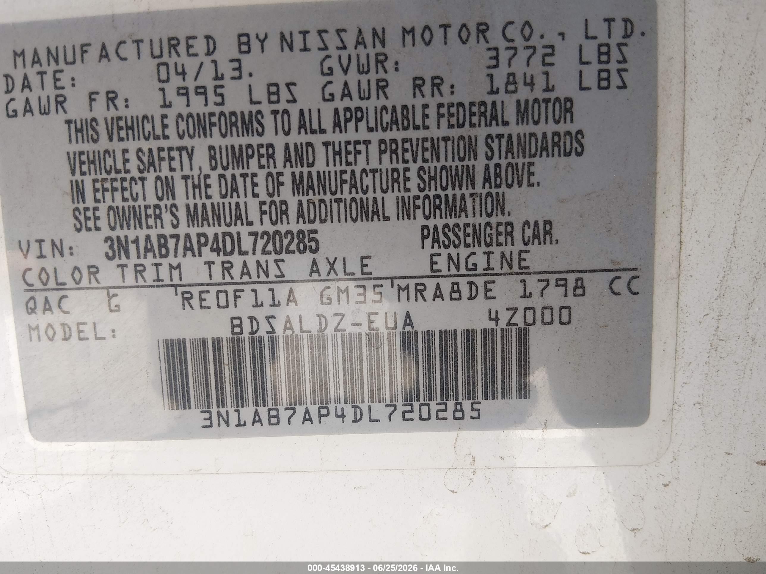 2013 Nissan Sentra Sv White vin: 3N1AB7AP4DL720285
