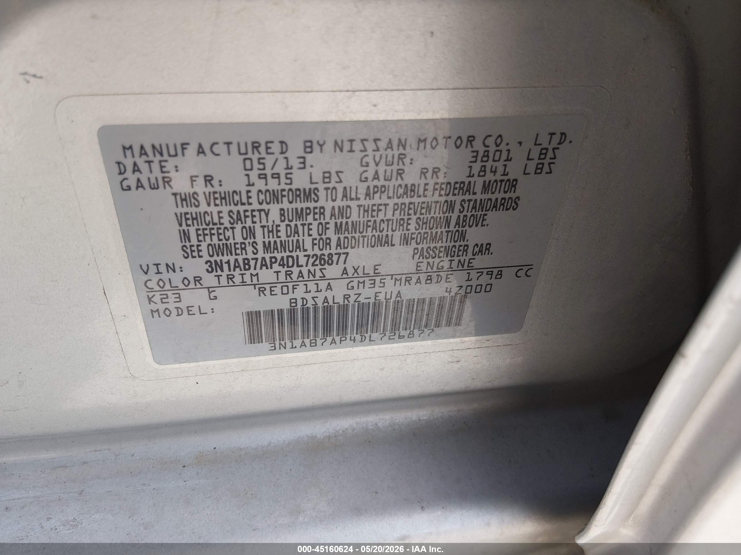 2013 Nissan Sentra Sr Silver vin: 3N1AB7AP4DL726877
