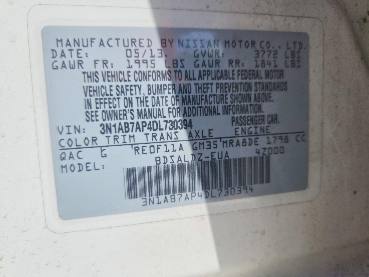 2013 Nissan Sentra S White vin: 3N1AB7AP4DL730394
