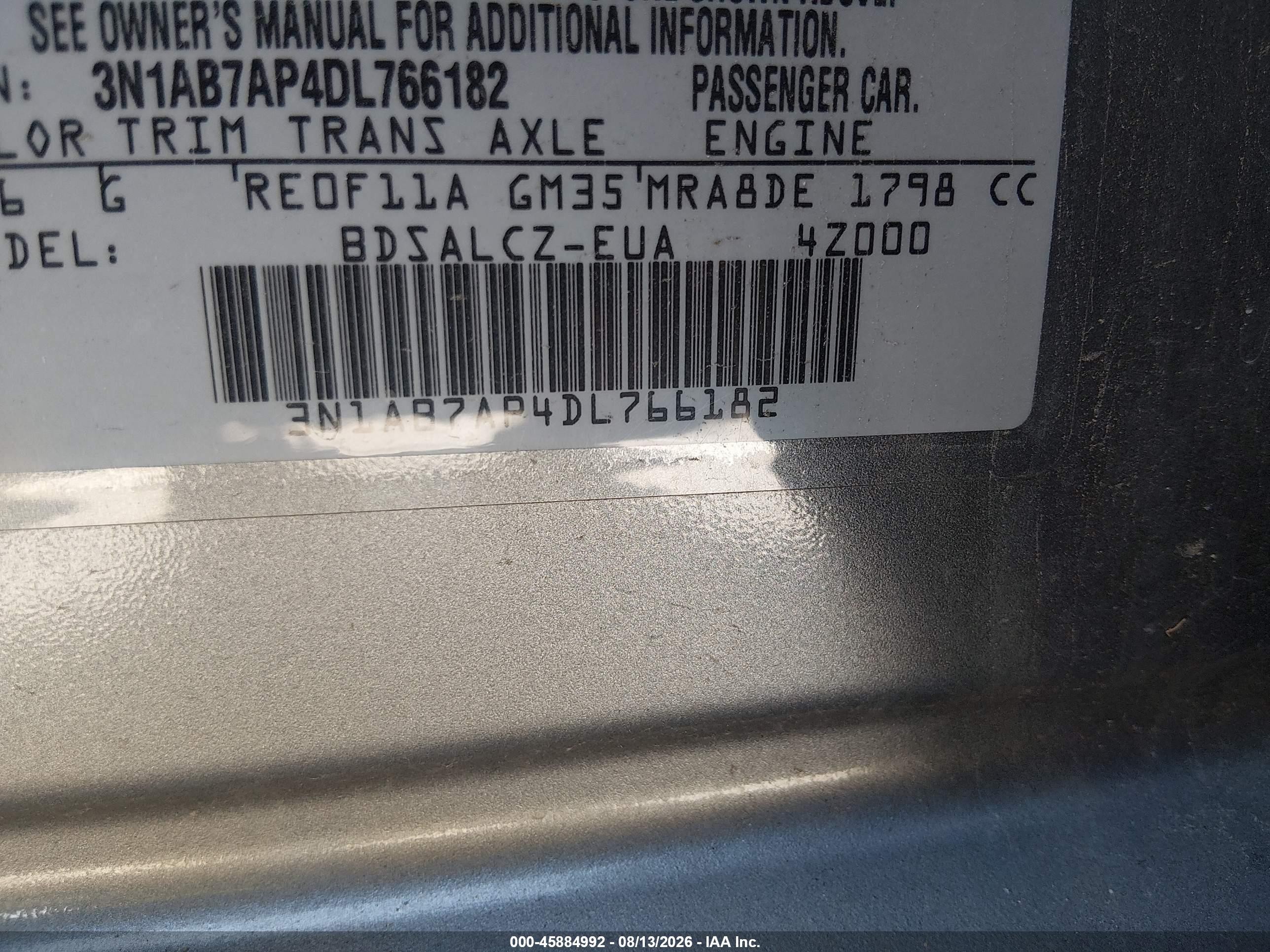 2013 Nissan Sentra S Gray vin: 3N1AB7AP4DL766182