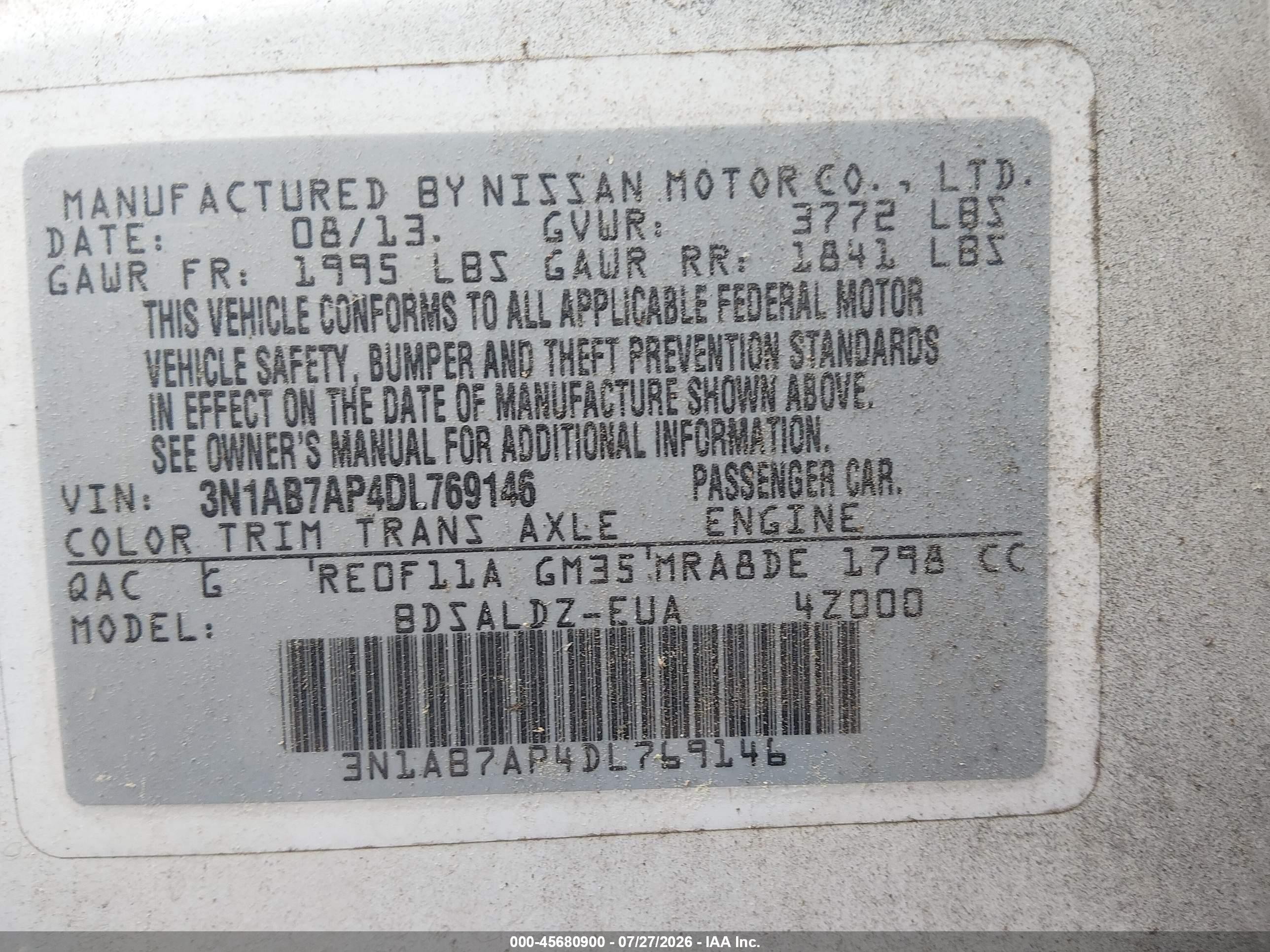 2013 Nissan Sentra Sv White vin: 3N1AB7AP4DL769146