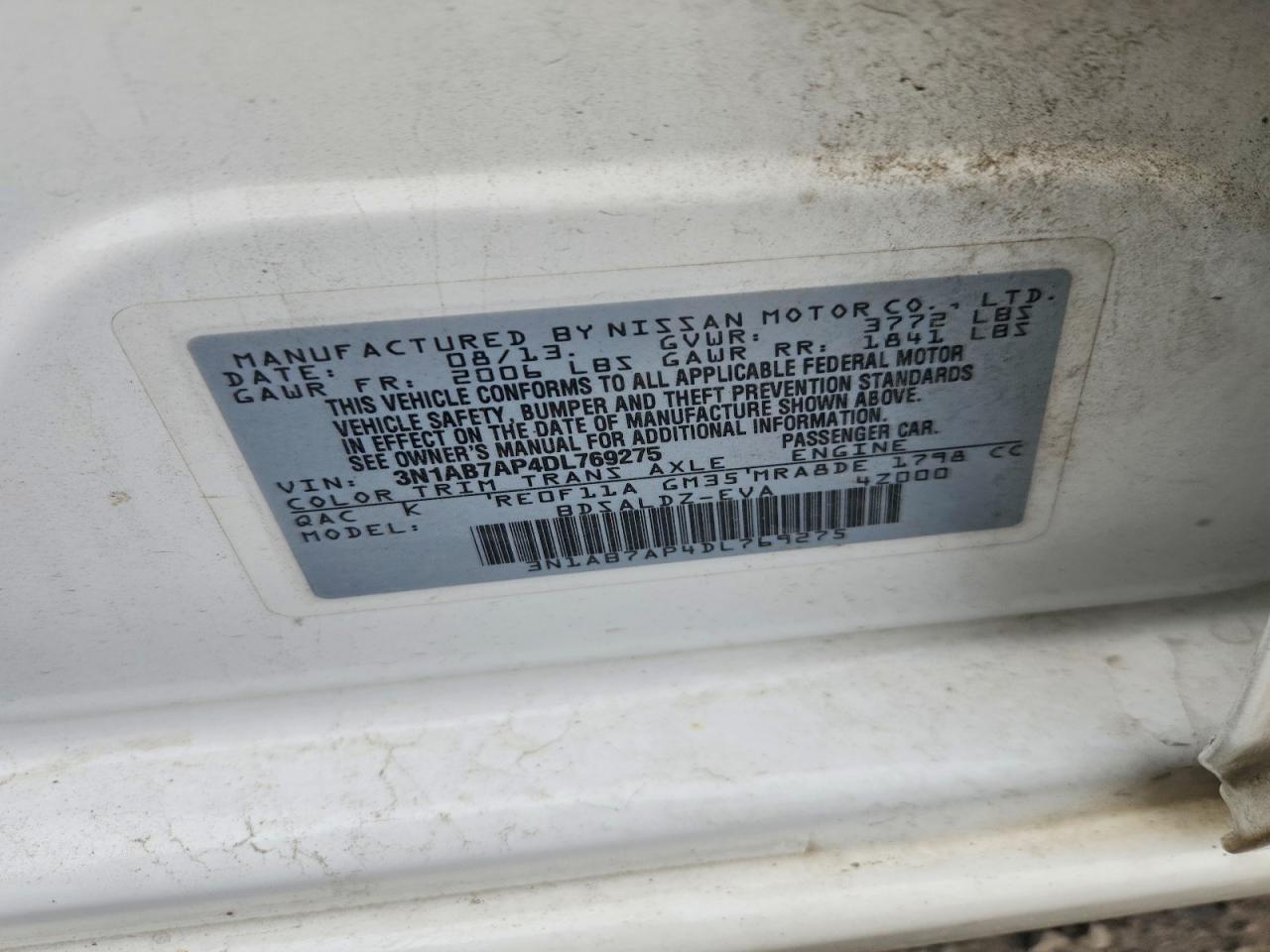 2013 Nissan Sentra S Белый vin: 3N1AB7AP4DL769275