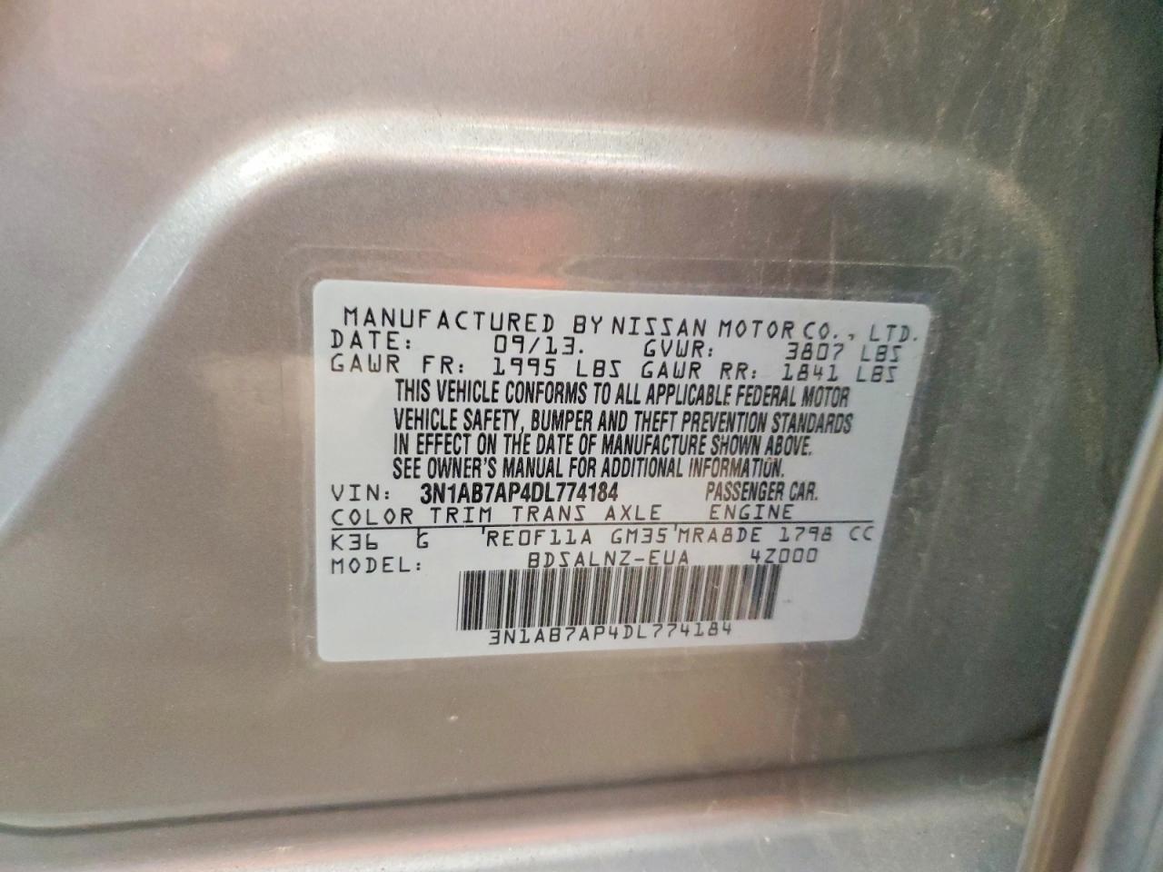 2013 Nissan Sentra S Gray vin: 3N1AB7AP4DL774184