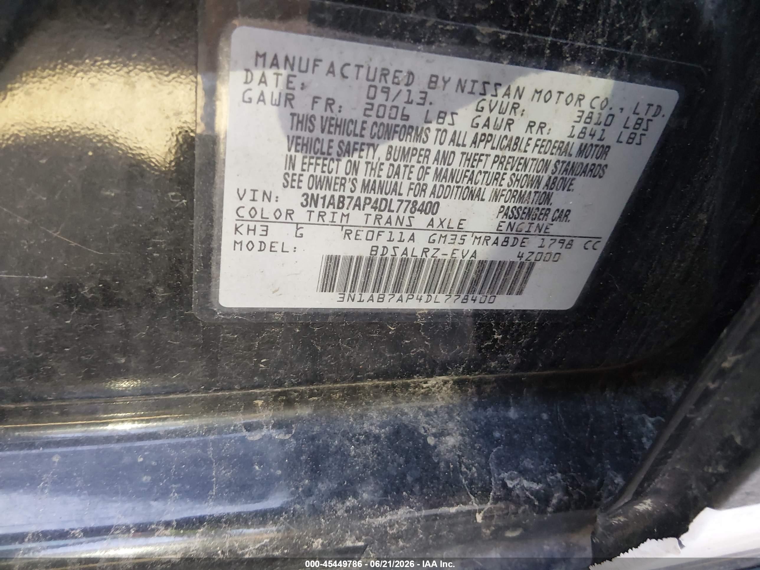 2013 Nissan Sentra Sr Black vin: 3N1AB7AP4DL778400