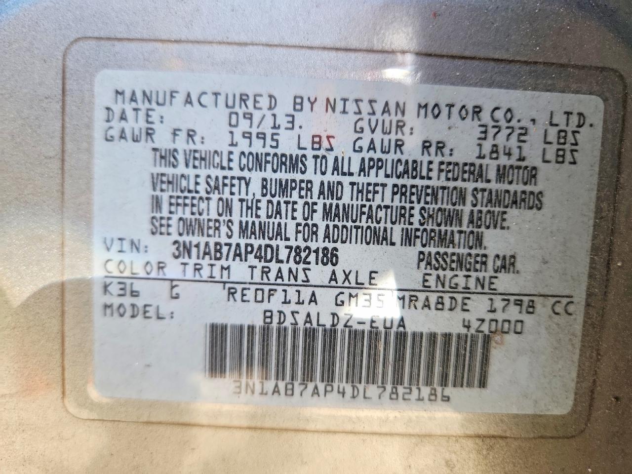 2013 Nissan Sentra S Silver vin: 3N1AB7AP4DL782186
