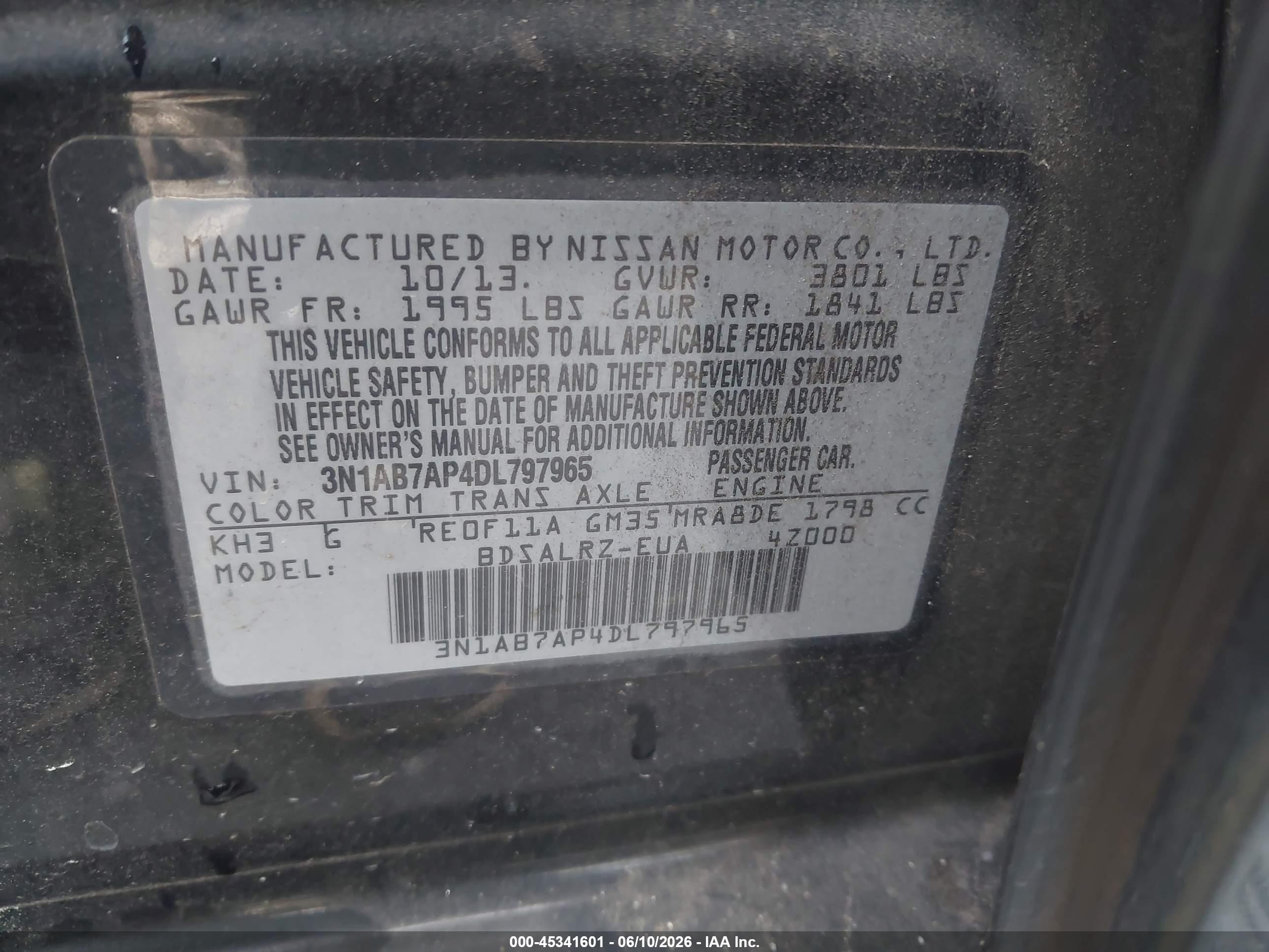 2013 Nissan Sentra Sr Black vin: 3N1AB7AP4DL797965