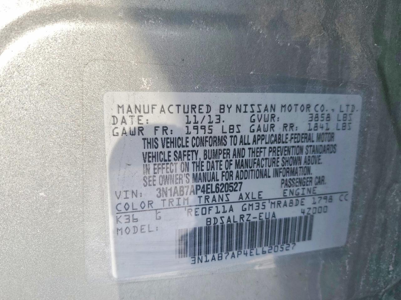 2014 Nissan Sentra S Silver vin: 3N1AB7AP4EL620527