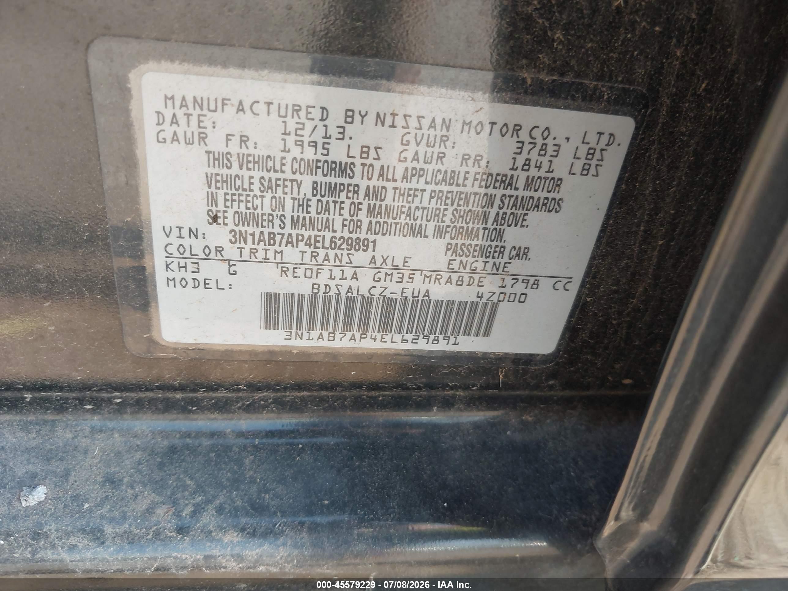 2014 Nissan Sentra S Black vin: 3N1AB7AP4EL629891