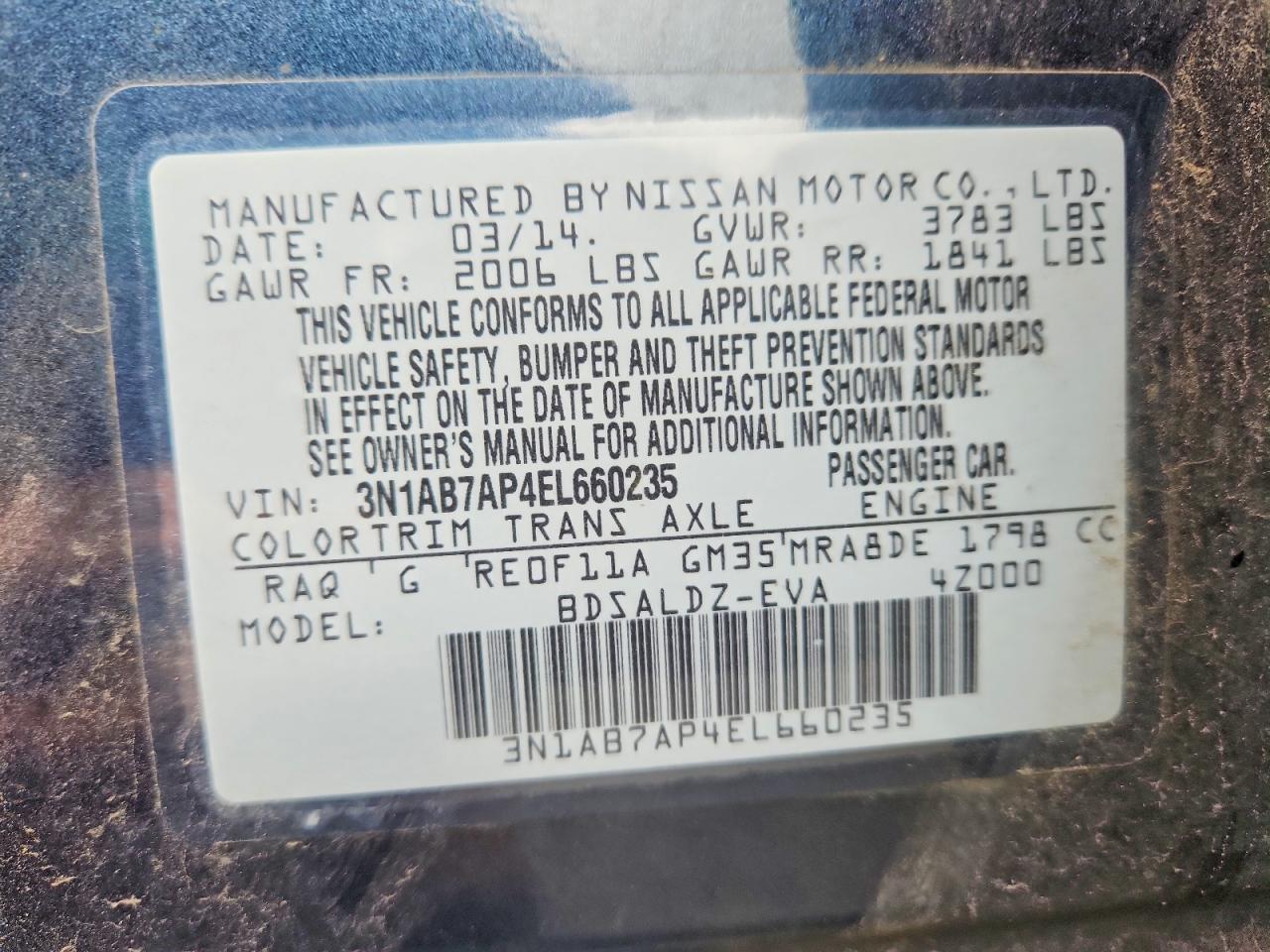 2014 Nissan Sentra Sv Blue vin: 3N1AB7AP4EL660235