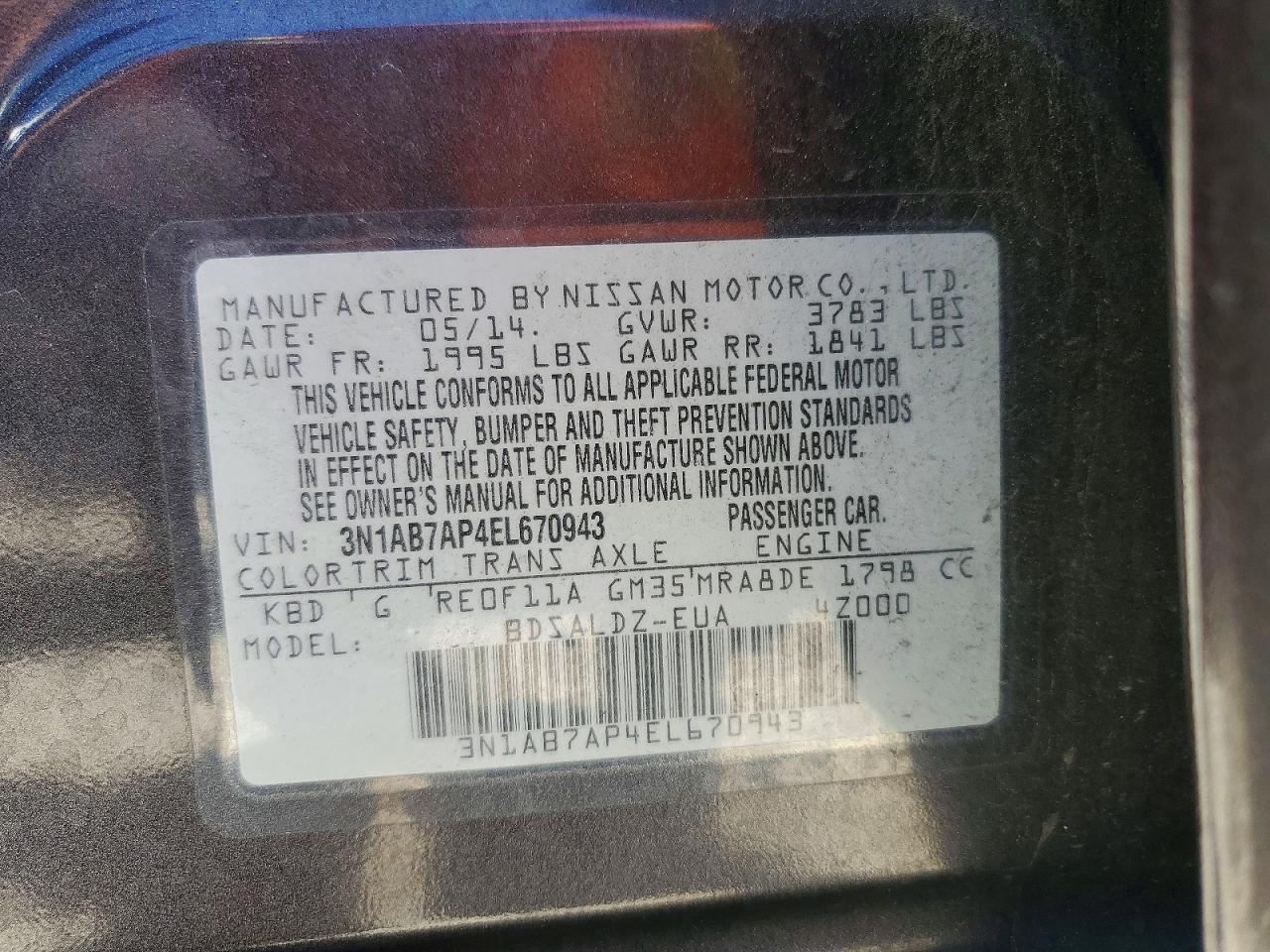 2014 Nissan Sentra Sv Gray vin: 3N1AB7AP4EL670943