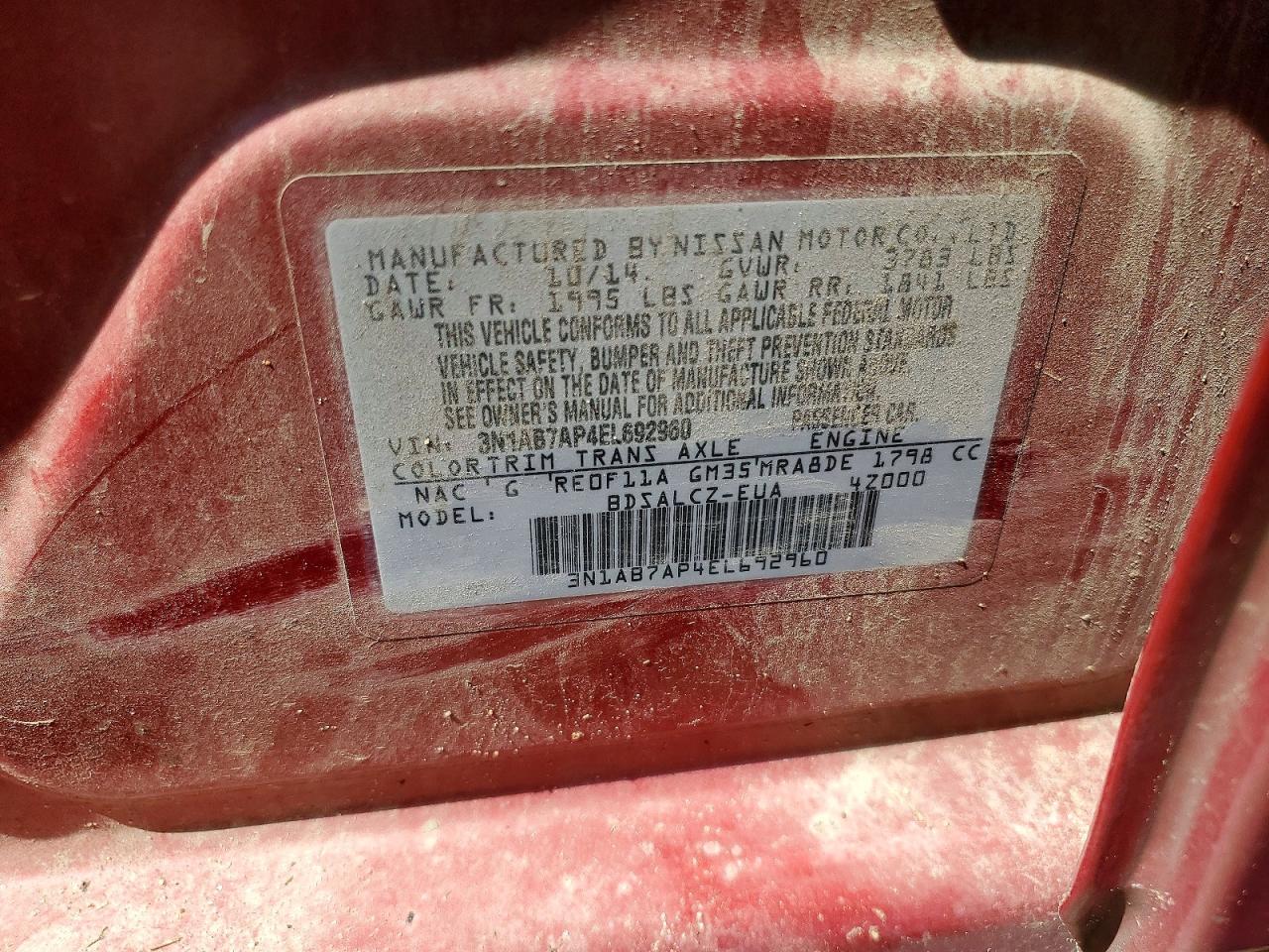 2014 Nissan Sentra S Красный vin: 3N1AB7AP4EL692960