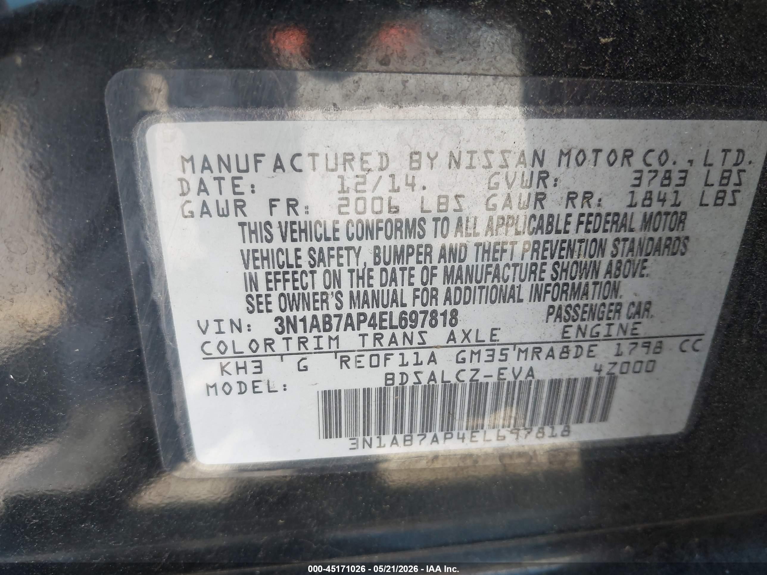 2014 Nissan Sentra S Black vin: 3N1AB7AP4EL697818