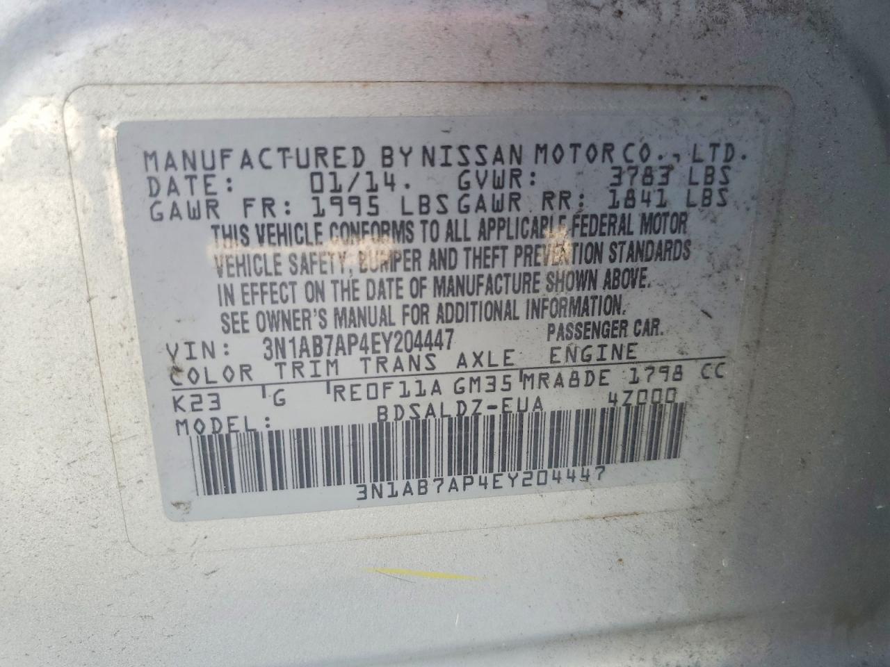 2014 Nissan Sentra Sv Серебряный vin: 3N1AB7AP4EY204447
