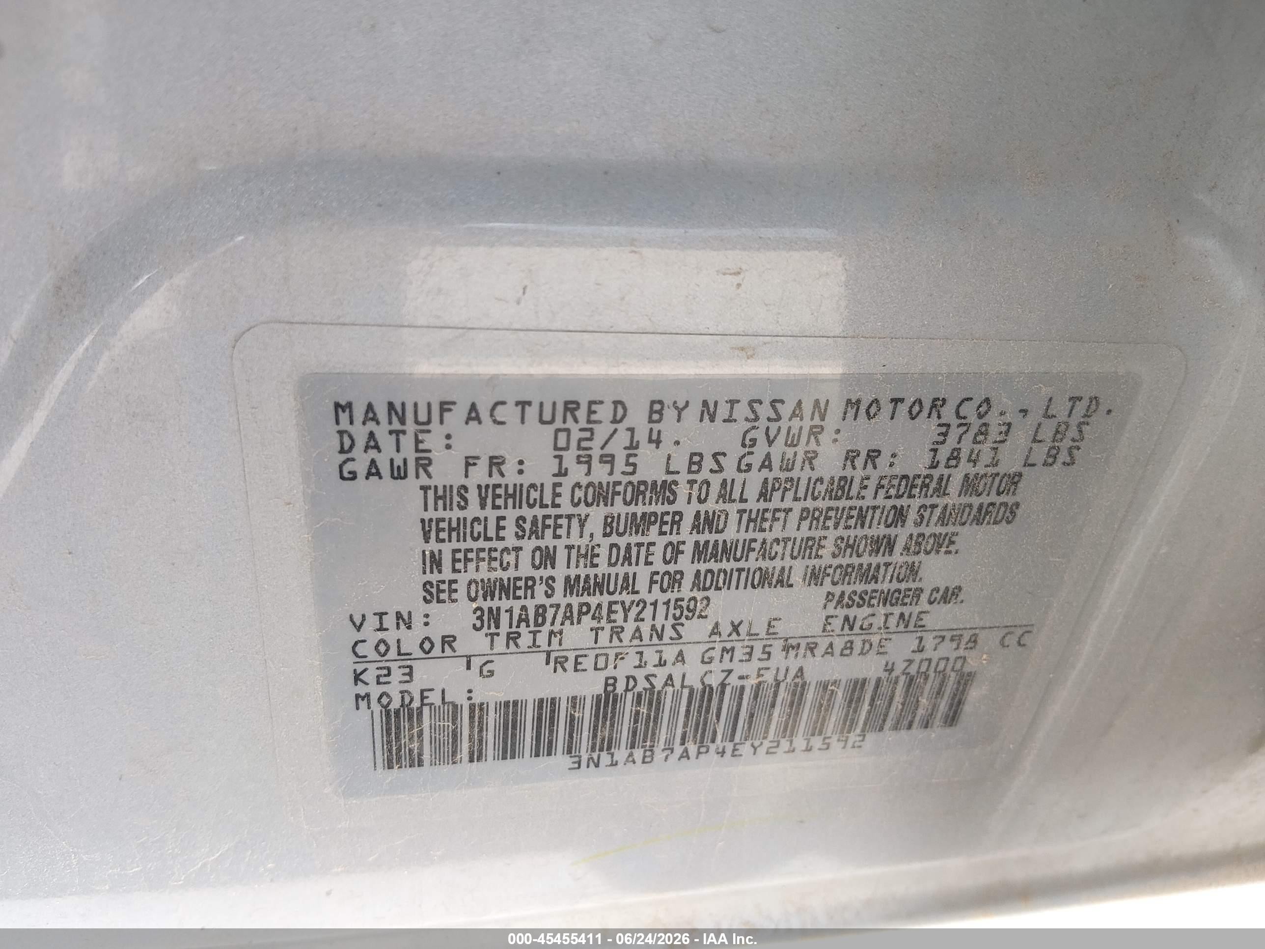 2014 Nissan Sentra S Silver vin: 3N1AB7AP4EY211592