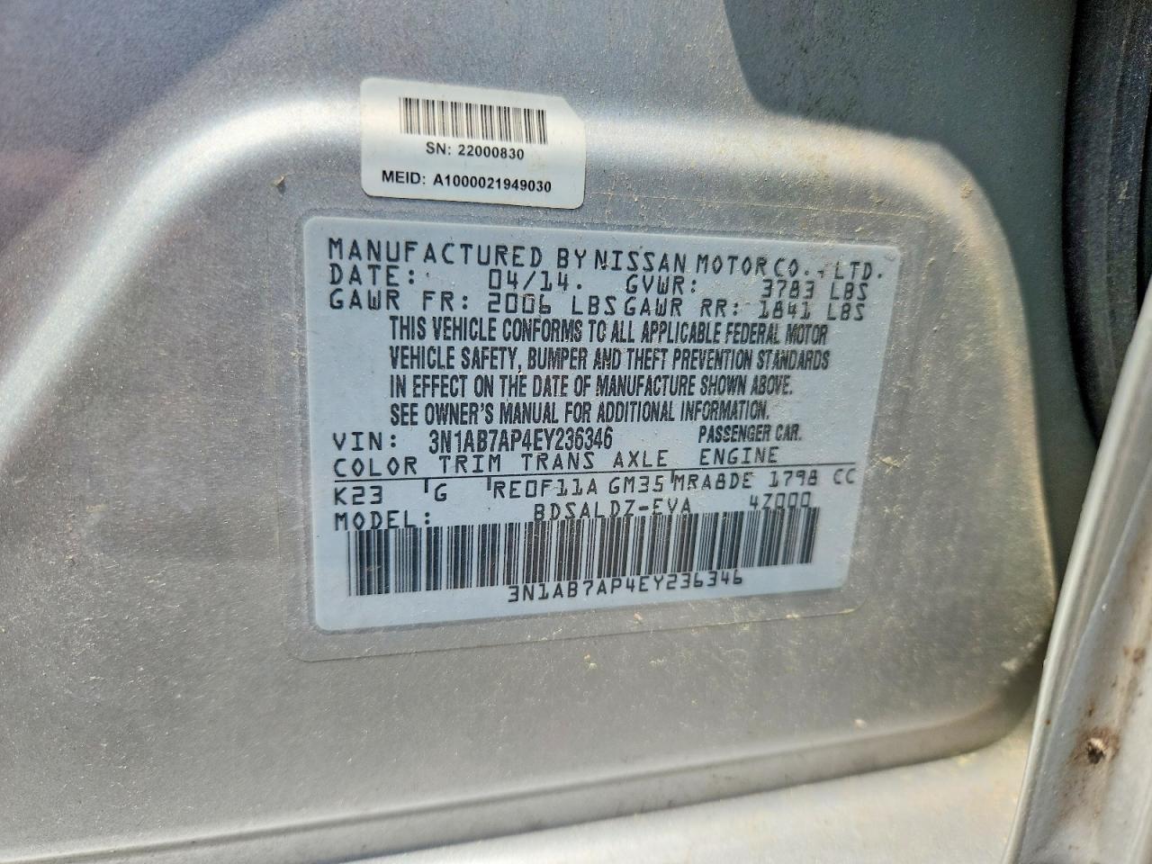 2014 Nissan Sentra Sv Silver vin: 3N1AB7AP4EY236346
