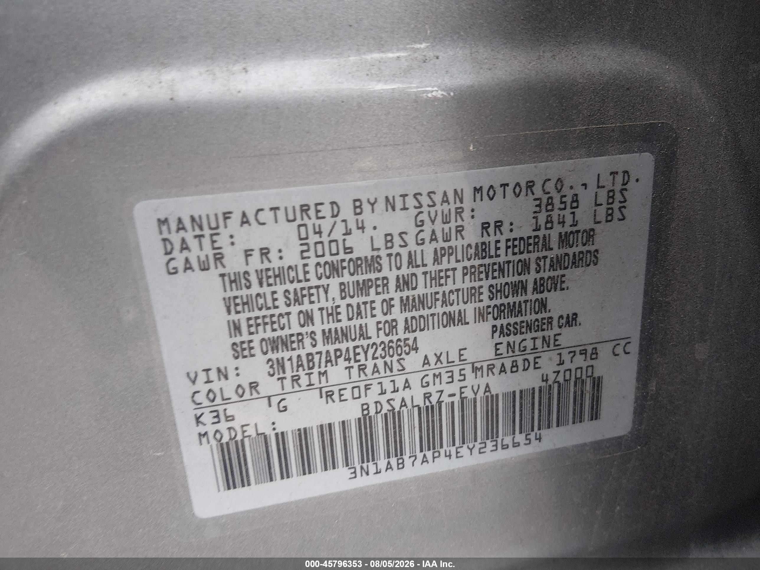 2014 Nissan Sentra Sr Серебряный vin: 3N1AB7AP4EY236654